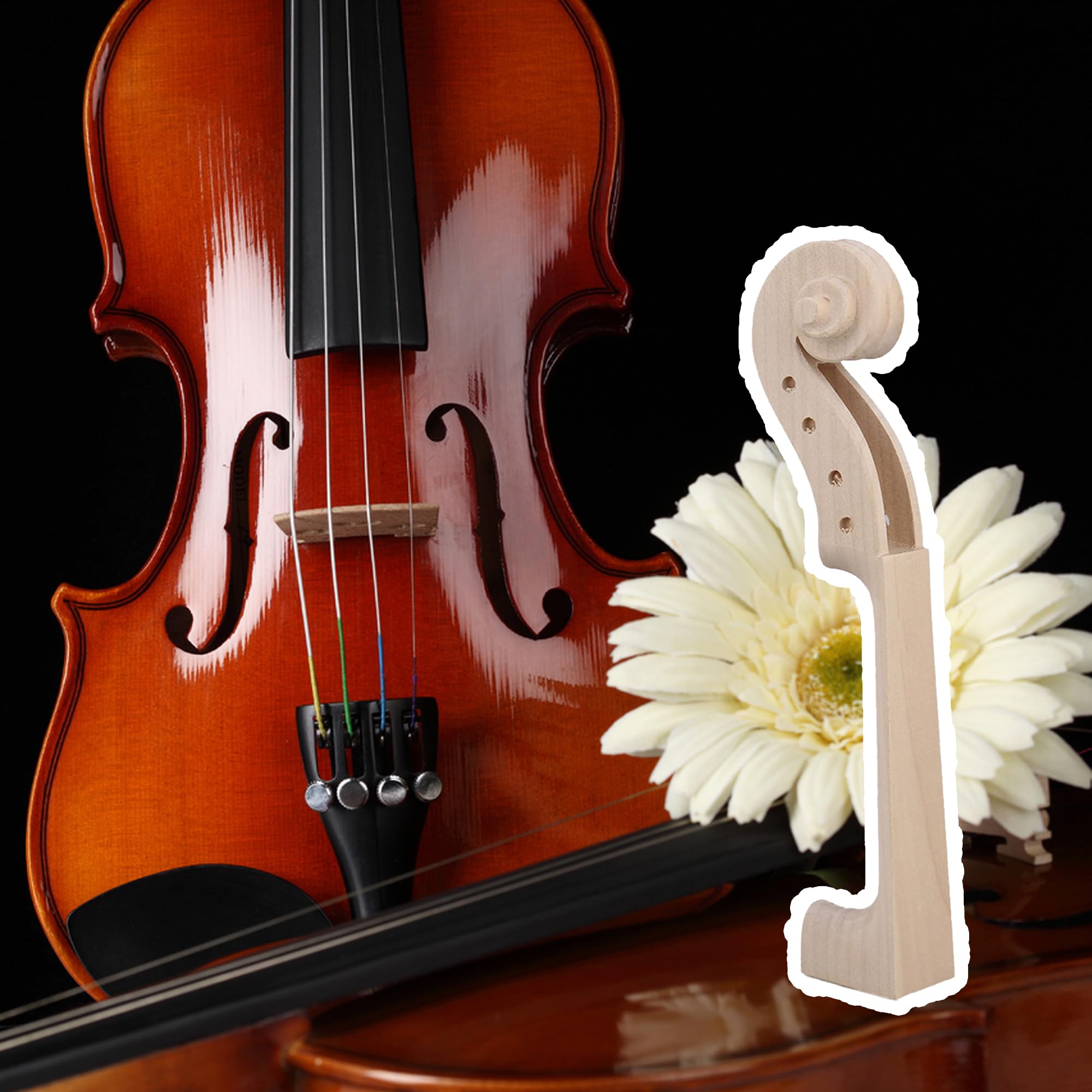 Yibuy Hand Carved Maple Violin Neck For Diy 4/4 Size Violin Luthier