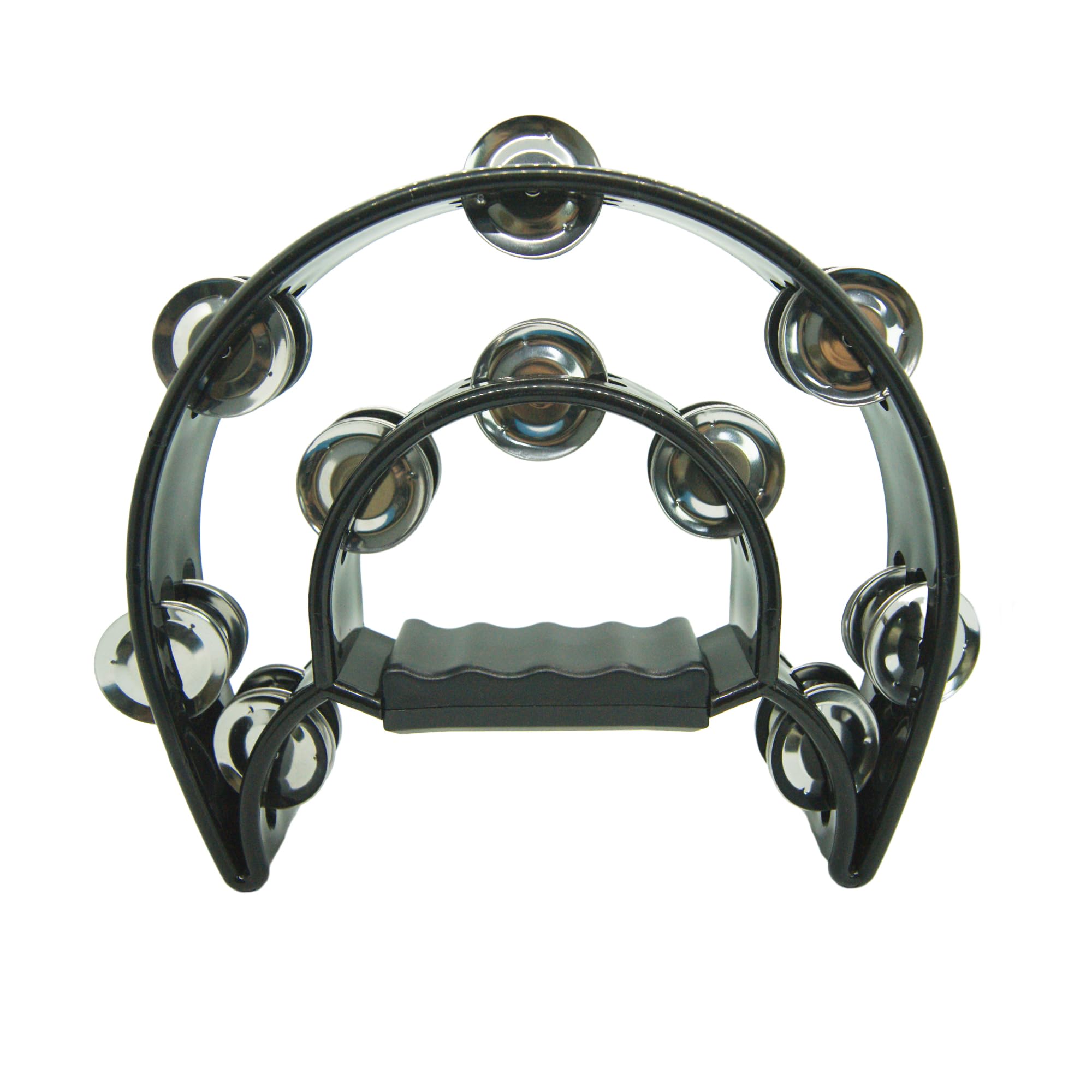 YAYUZEST Half Moon Musical Tambourine Double Row Metal Jingles Hand Held Percussion Tambourines Musical Instrumen with Ergonomic