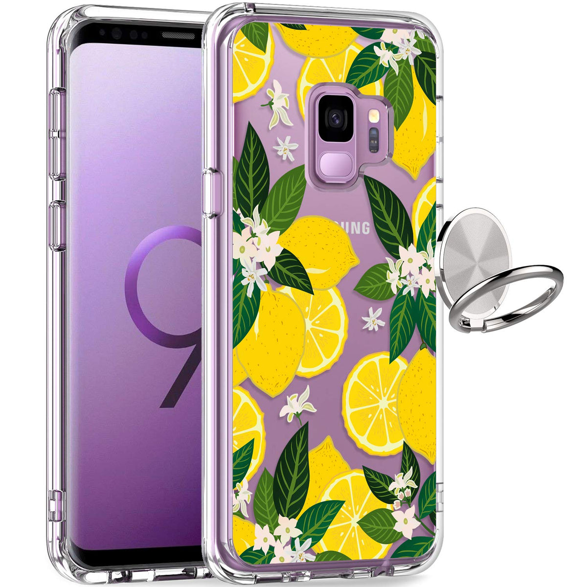 Giika Galaxy S9 Case, Clear Heavy Duty Shockproof Girls Women Protective Phone Cover Case For Samsung Galaxy S9, Yellow Lemons