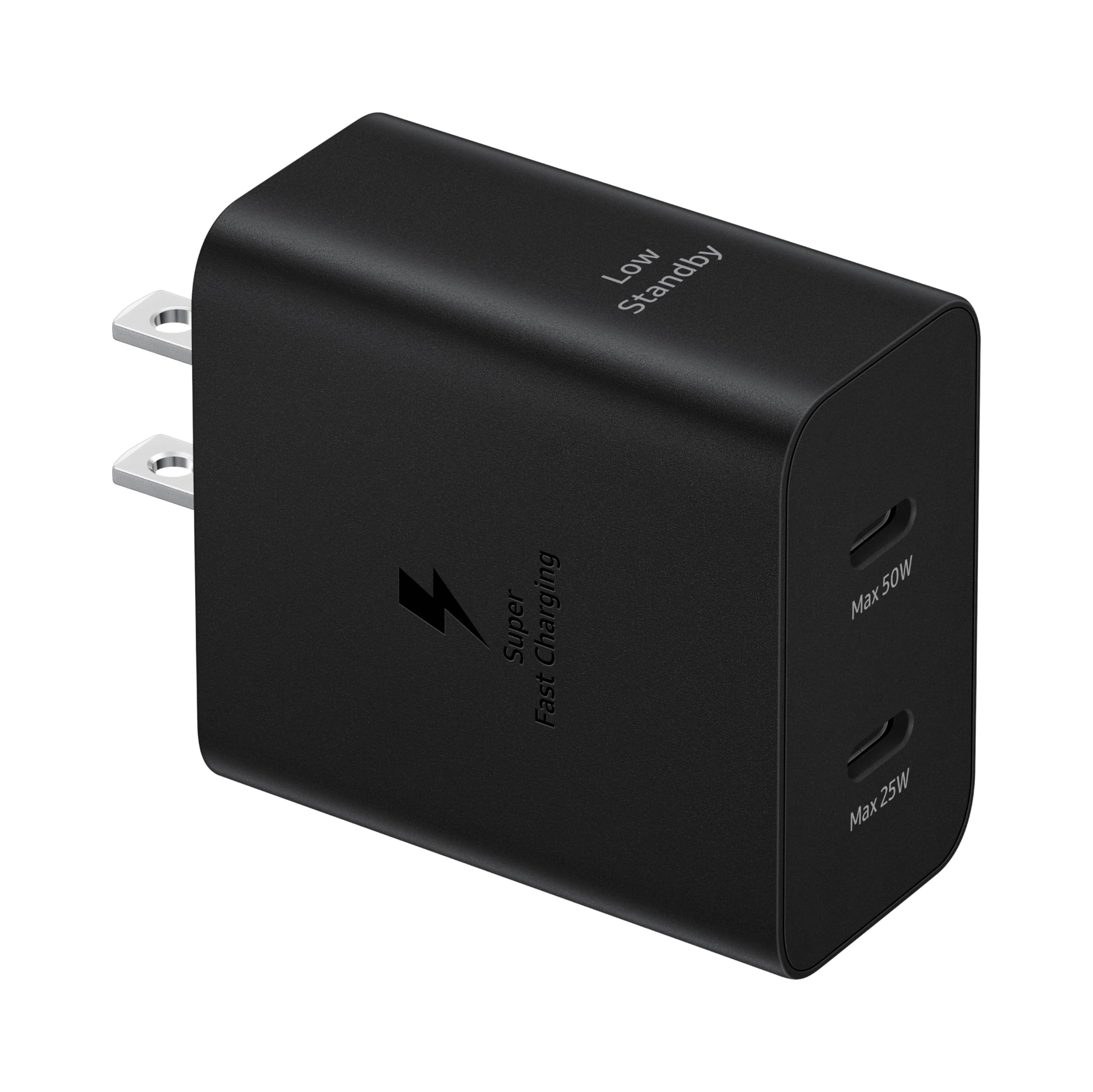 Samsung 50W Duo Power Adapter Wall Charger, 2 Ports, Cable Included, Super Fast Charging 2.0 For Galaxy Phones, Tablets, Usb Typ