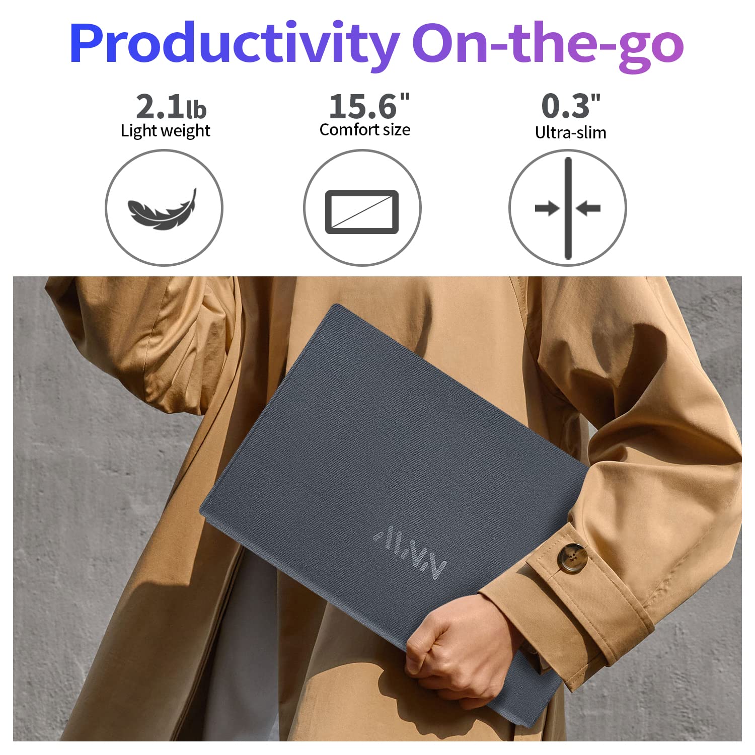 Mnn Portable Monitor 15.6Inch Fhd 1080P Usb C Hdmi Gaming Ultra Slim Ips Display W/Smart Cover & Speakers,Hdr Plug&Play, Externa