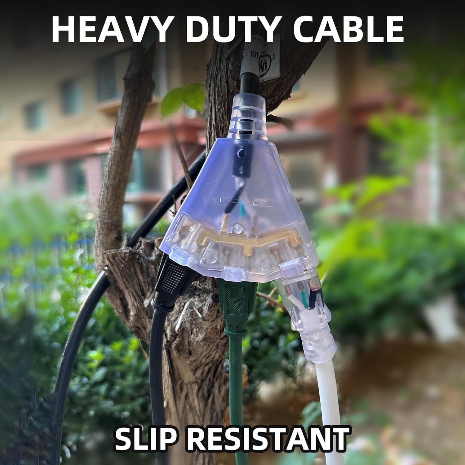 Yojoe 3 Outlets Indoor Outdoor Extension Cord With Lighted End, 3 Prong 15A Weatherproof Power Cord, 12 Gauge Heavy Duty 25 Ft B