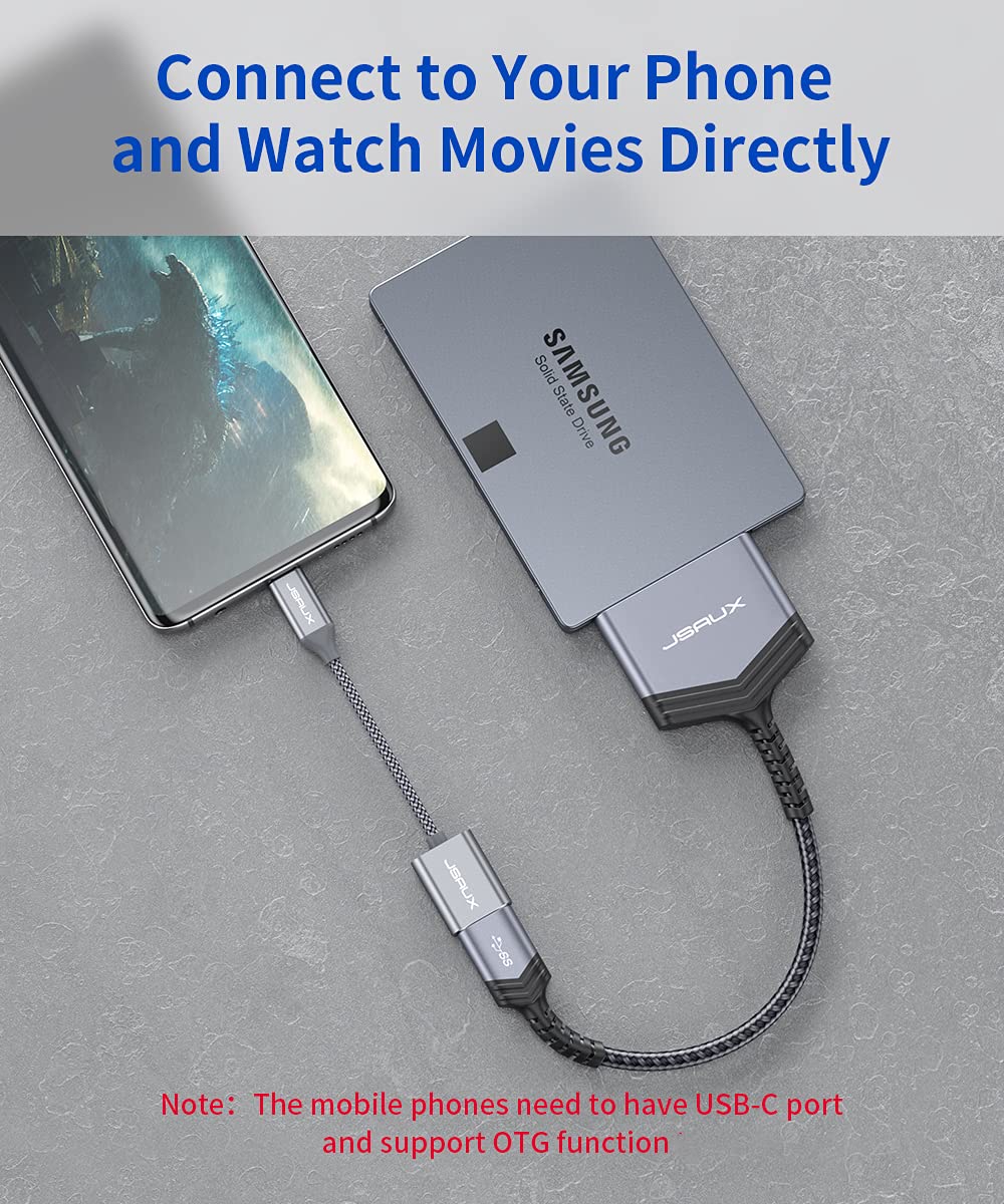 Jsaux Sata To Usb A Cable, Usb A 3.0 To 2.5    Sata Iii Hard Drive Adapter Aluminum Shell Nylon Cord External Converter For Ssd/