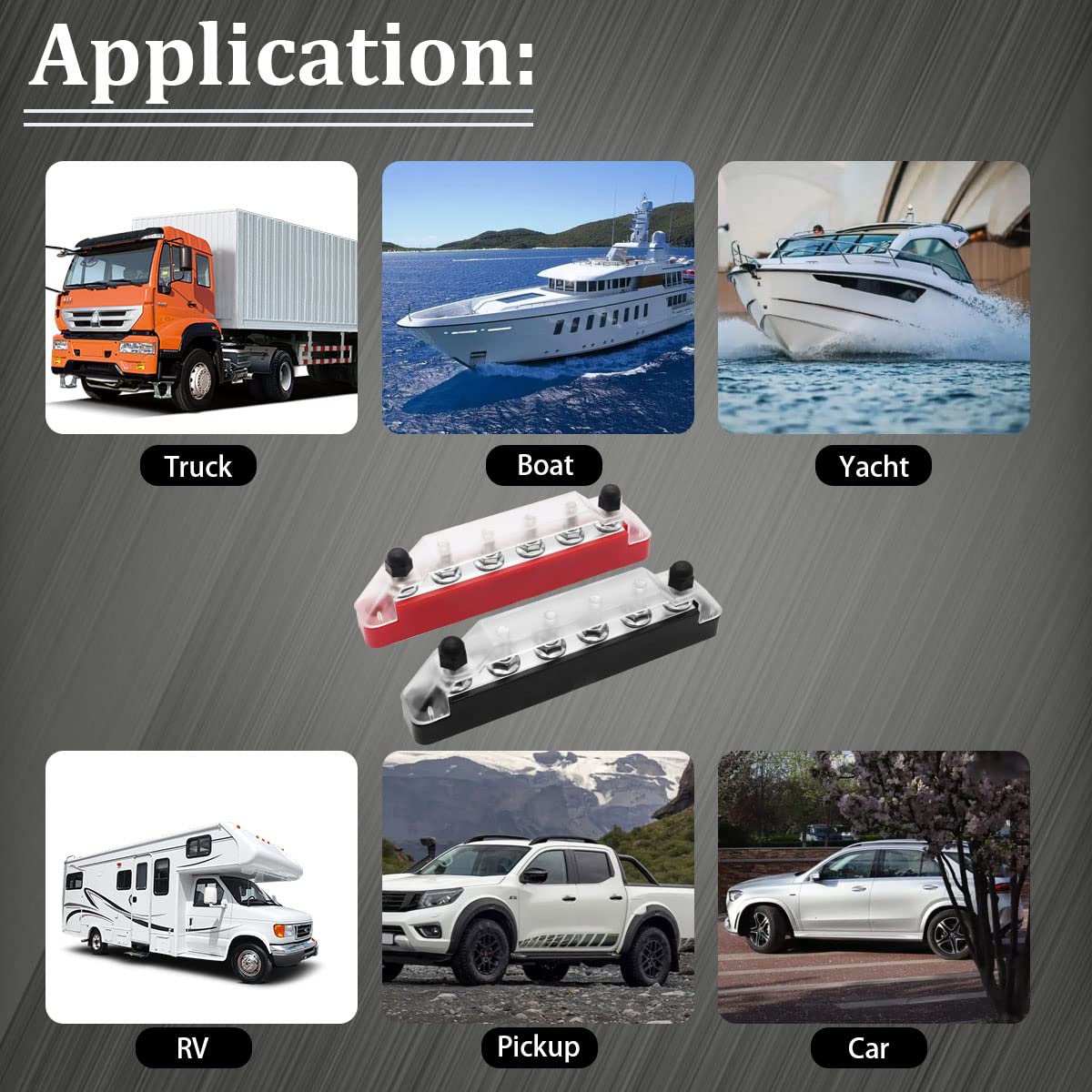 Seamaka (Red+Black) Power Distribution Terminal Block With Cover With 6 X 1/4    (M6) Post,Battery 12V Bus Bar With Ring Termina