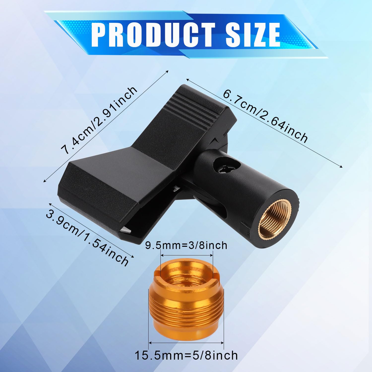 4Pcs Universal Mic Clips For Stands, Microphone Clip Holder With 4Pcs 5/8 Male To 3/8 Female Screw Adapters Adjustable Mic Holde