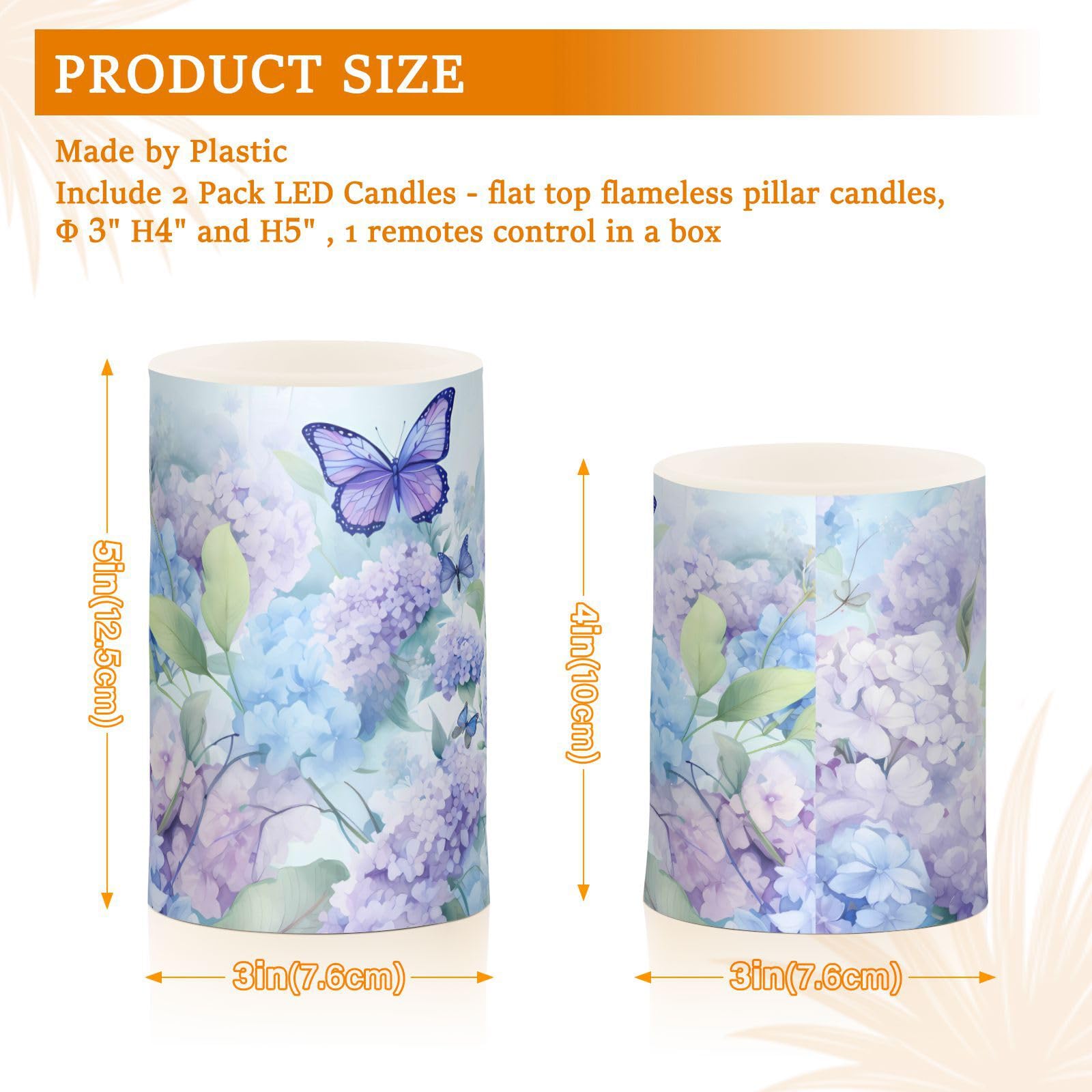 Alaza Blue Hydrangea Flowers With Butterflies Flickering Flameless Candles Battery Operated With Remote Timer,Tea Light Candles