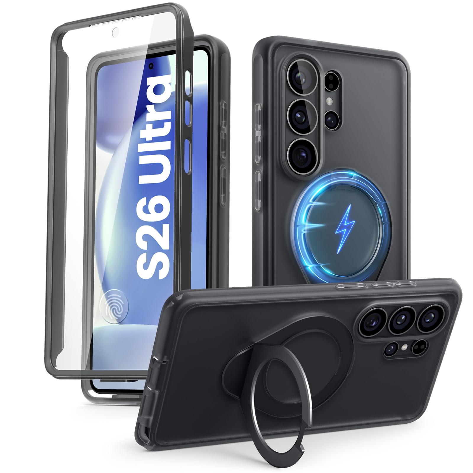 i-Blason for Samsung Galaxy S26 Ultra Case with Magnetic Stand, [Built-in Screen Protector] [Compatible with MagSafe] Anti-Yello