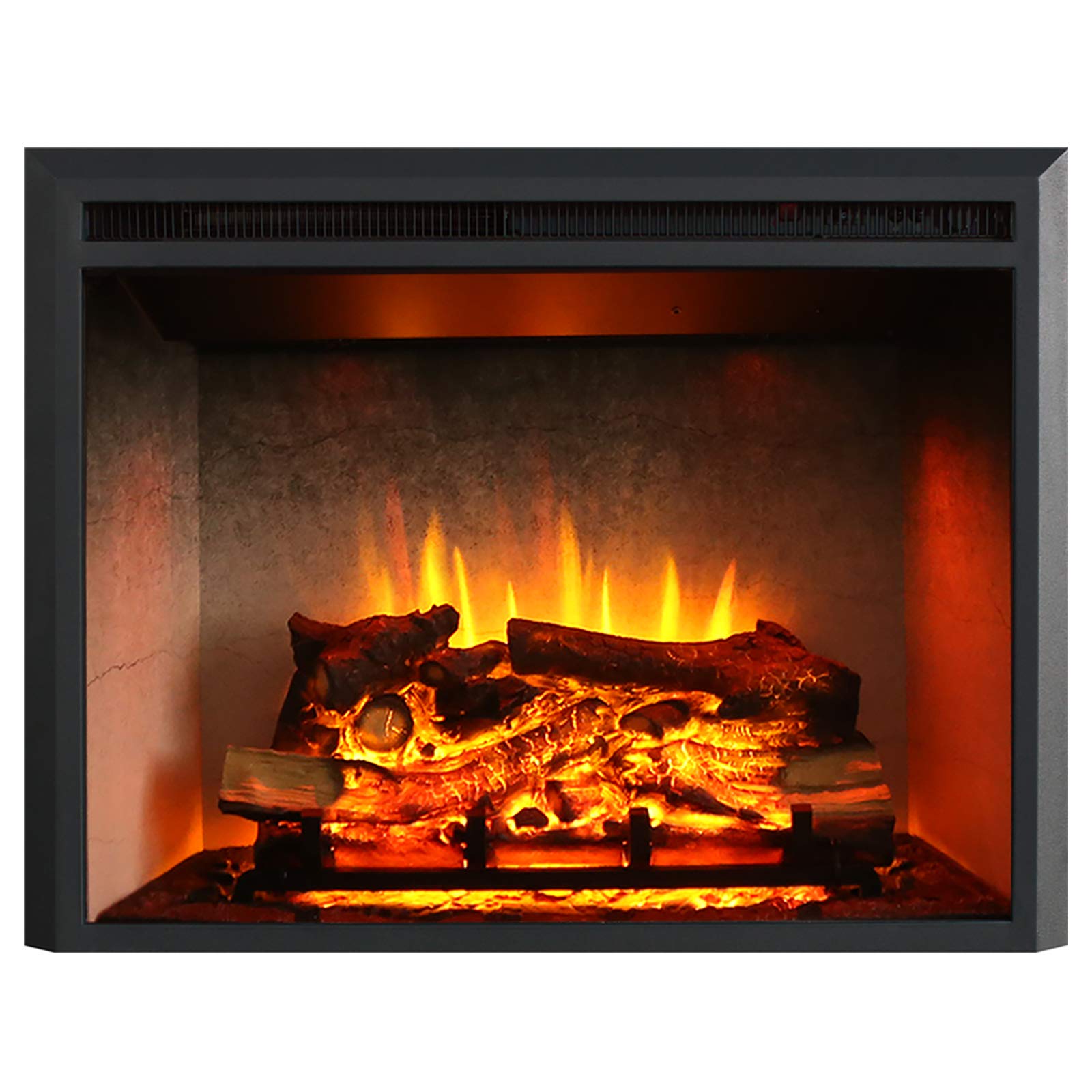 RICHFLAME 30 Inches, Edward Electric Fireplace Insert with Fire Crackling Sound, Weathered Concrete Interior, Remote Control, 75