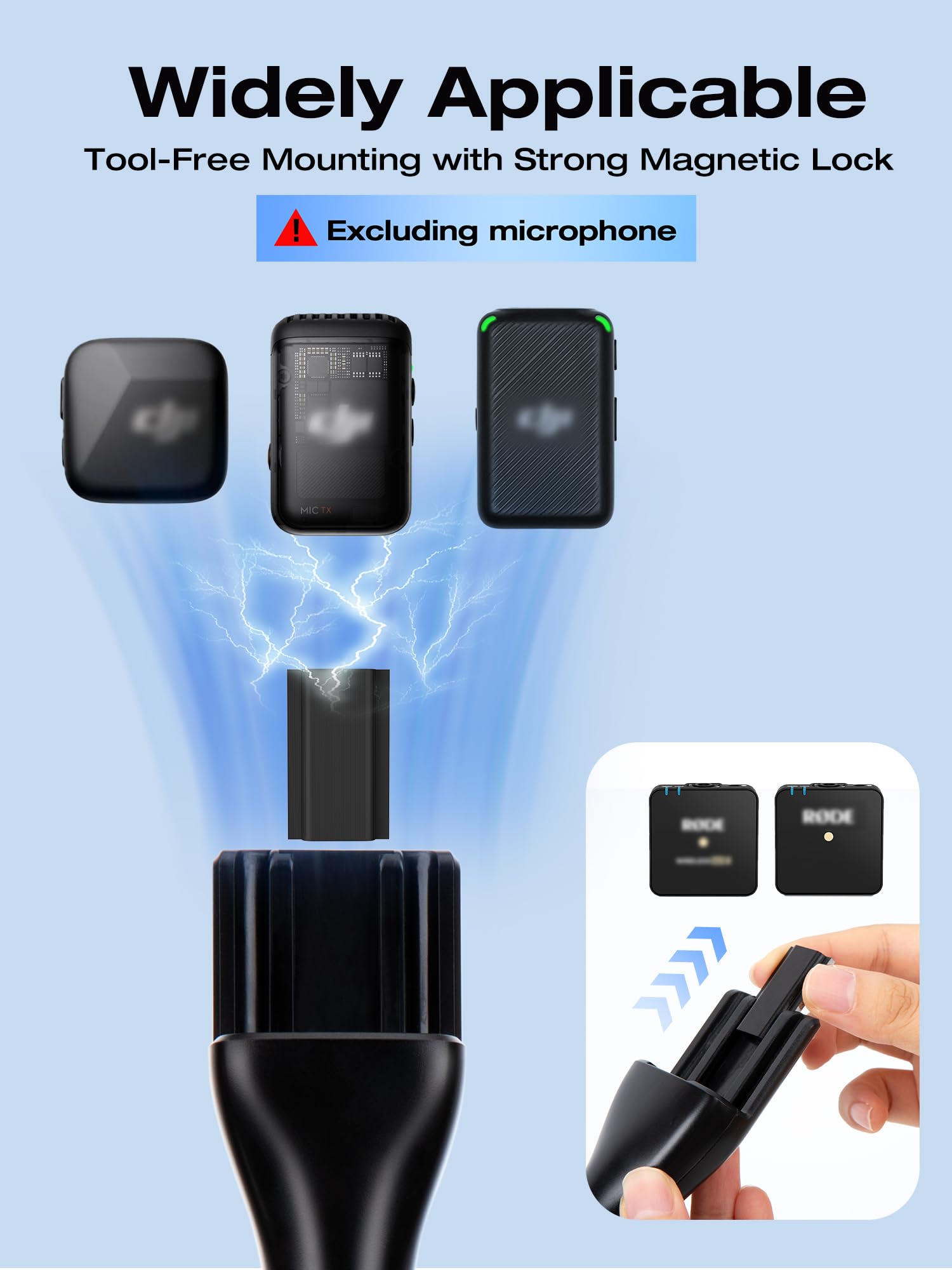 Sunmon Magnetic Wireless Mic Holder For Dji Mic Mini, Mic Stand For Dji Mic1/2, Portable Handheld Microphone Interview Stand For