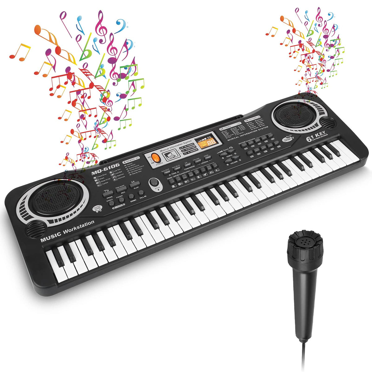 Kocaso Piano Keyboard 61 Keys Digital Music Electronic Keyboard Electric Piano Musical Instrument Kids Learning Keyboard With Microphone For Beginners Kids Girls Boys