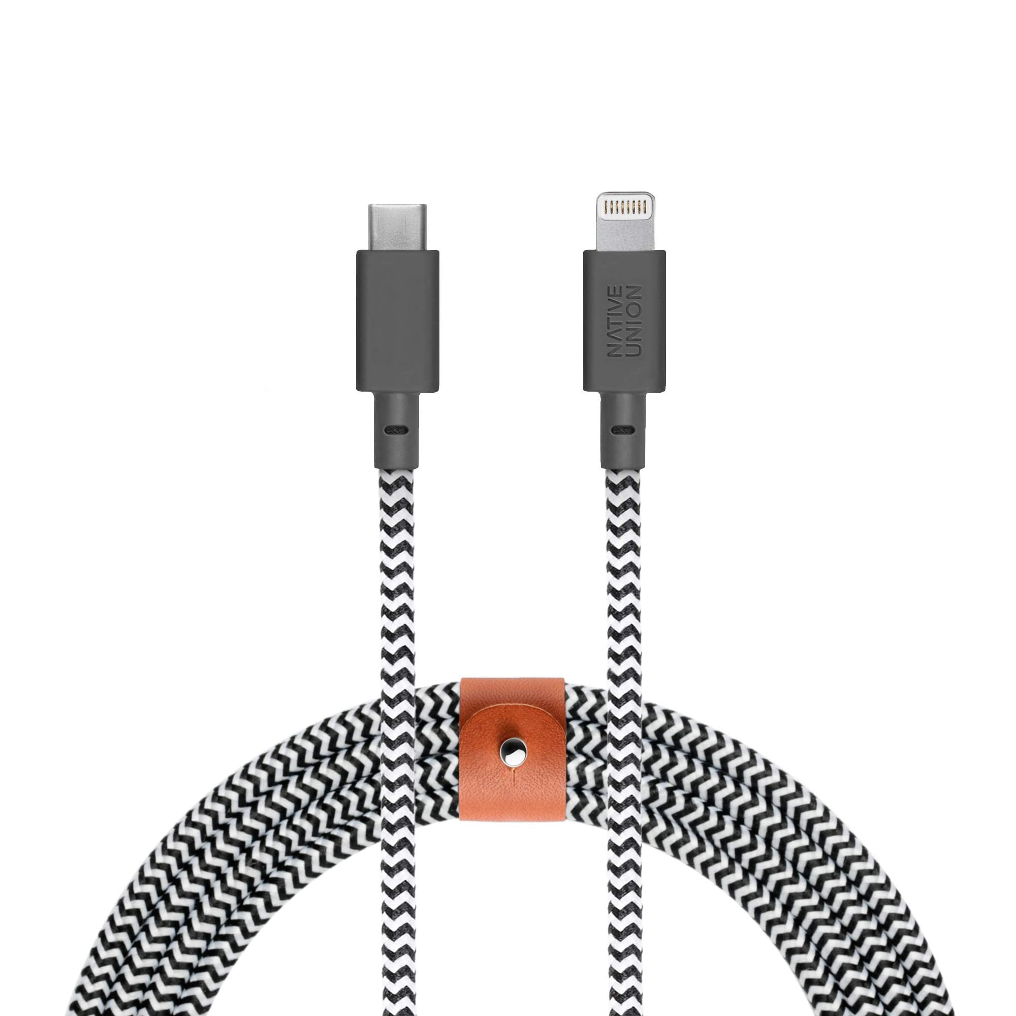 Native Union Belt Cable USB-C to Lightning - 10ft Ultra-Strong Reinforced Cable [MFi Certified] for iPhone 14, Phone 14 Plus, iP