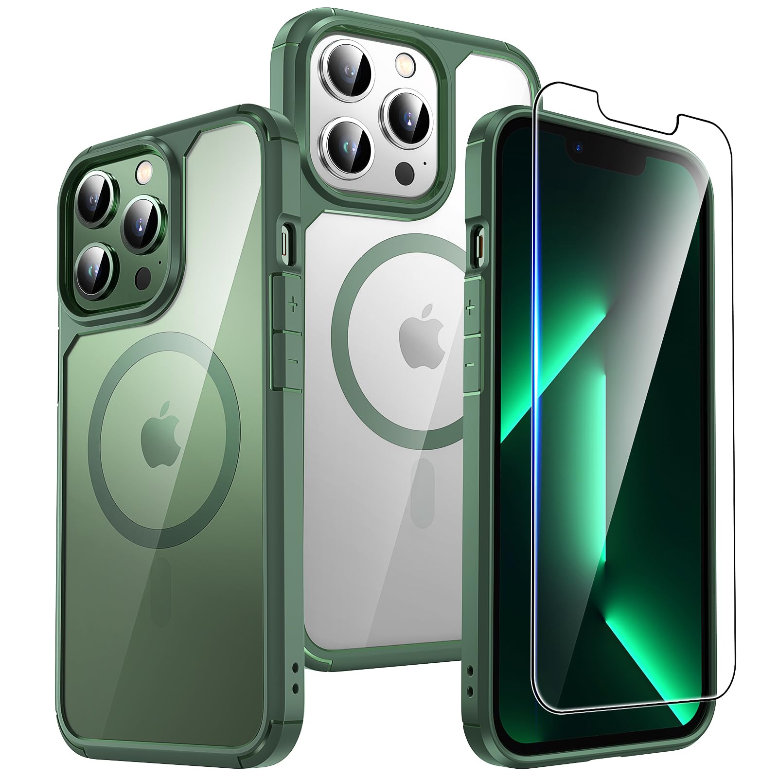 Tauri 5 In 1 Magnetic For Iphone 13 Pro Case, With 2X Screen Protector + 2X Camera Lens Protector, 10 Ft Drop Protection, Compat