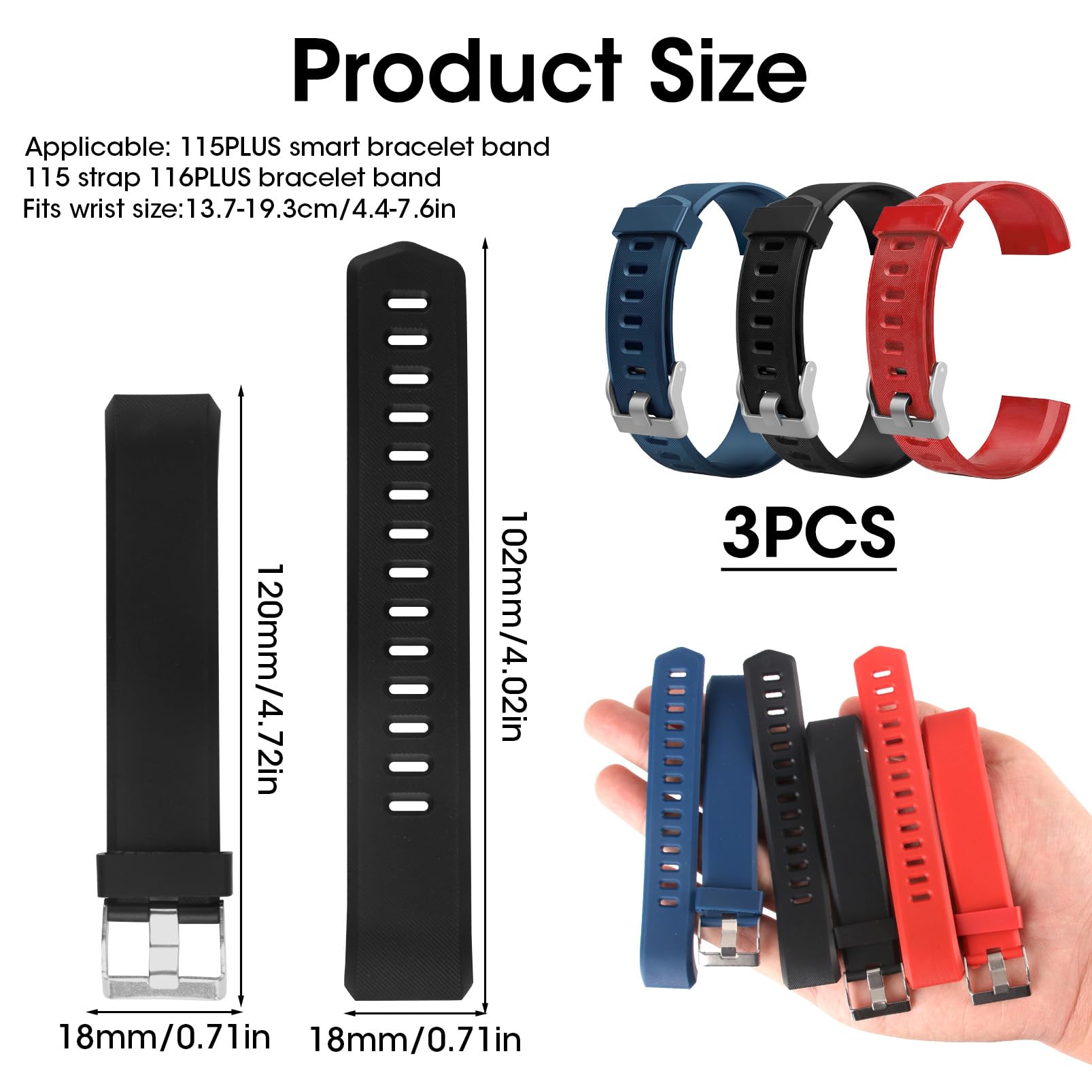 Hoeslaw Watch Bands Replacement For Id115Plus Hr, Very Fit Pro Activity Fitness Tracker Wrist Bands Set, Multicolor Veryfitpro S