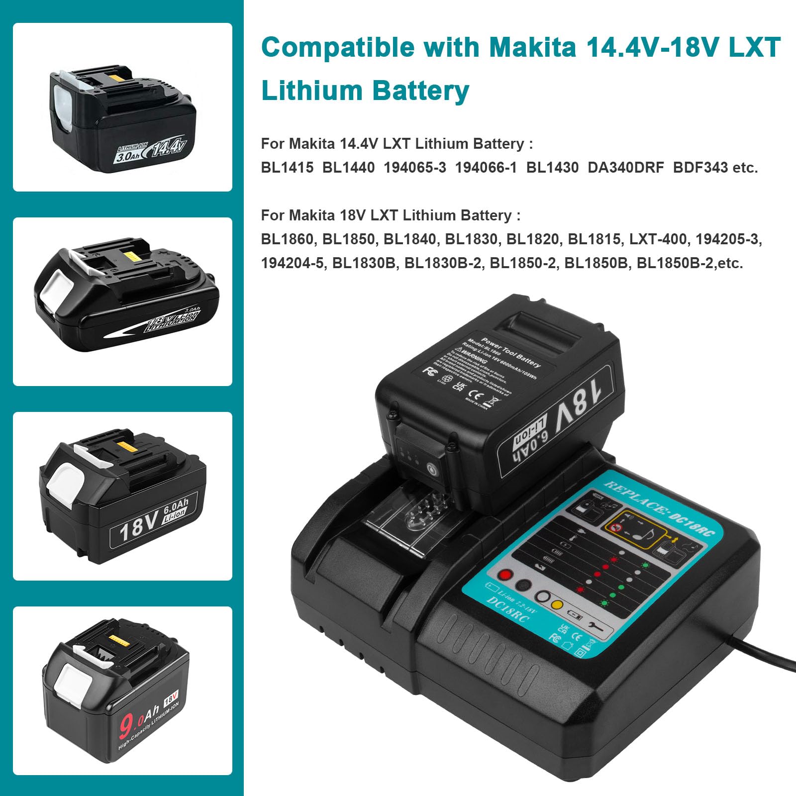 Rapid Battery Charger Dc18Rc Dc18Rd Dc18Ra For Makita Tools 14.4V 18V Lxt Li Ion Battery Bl1815 Bl1820 Bl1830 Bl1850 Bl1860 Bl18