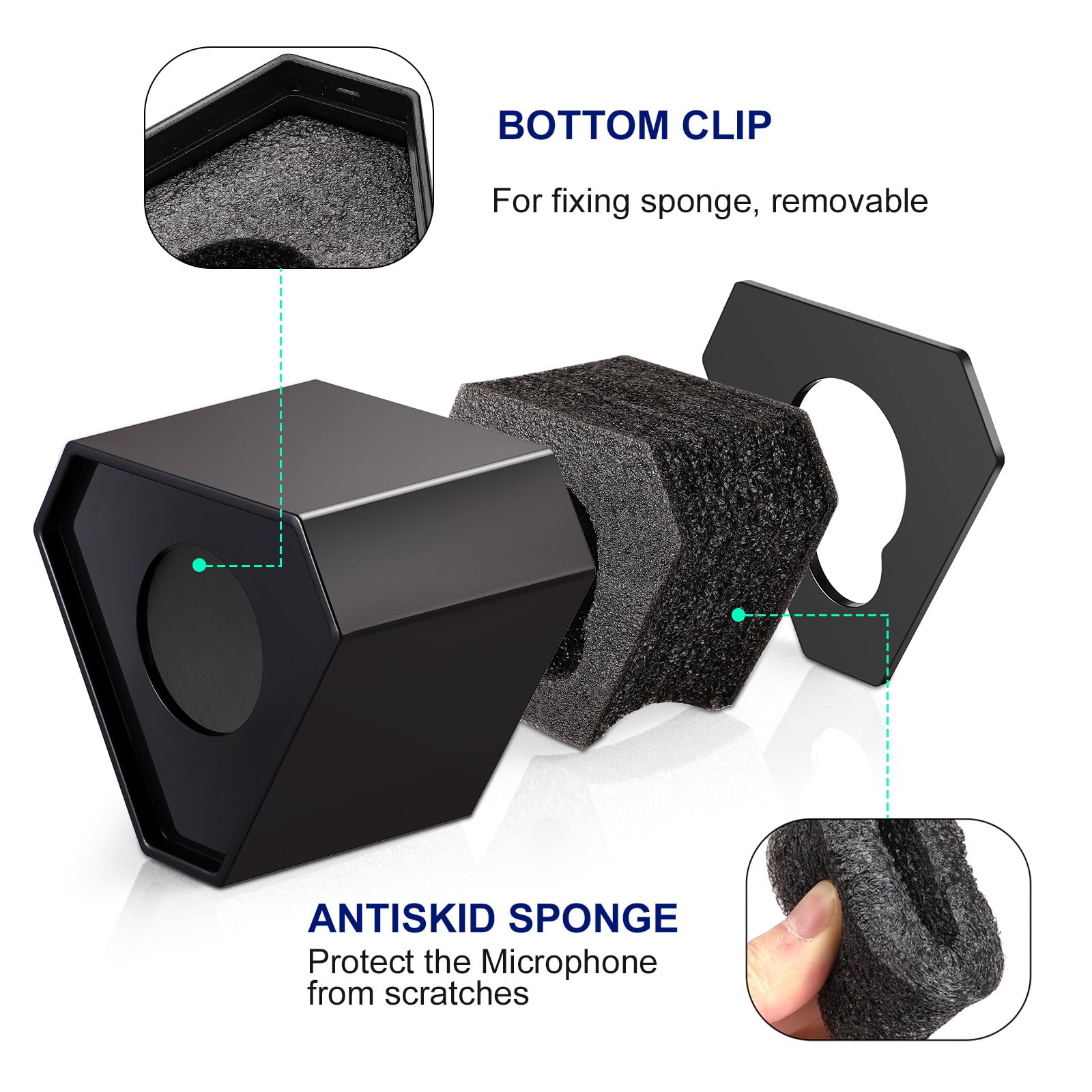 Facmogu 2024 New Microphone Flag Station, Portable Cube Hexagon Mic Flags, Abs Foam Microphone Logo Flag Station, Custom Mic Flag Microphone Accessories For Interview Ktv Reporter Host (Black & White)