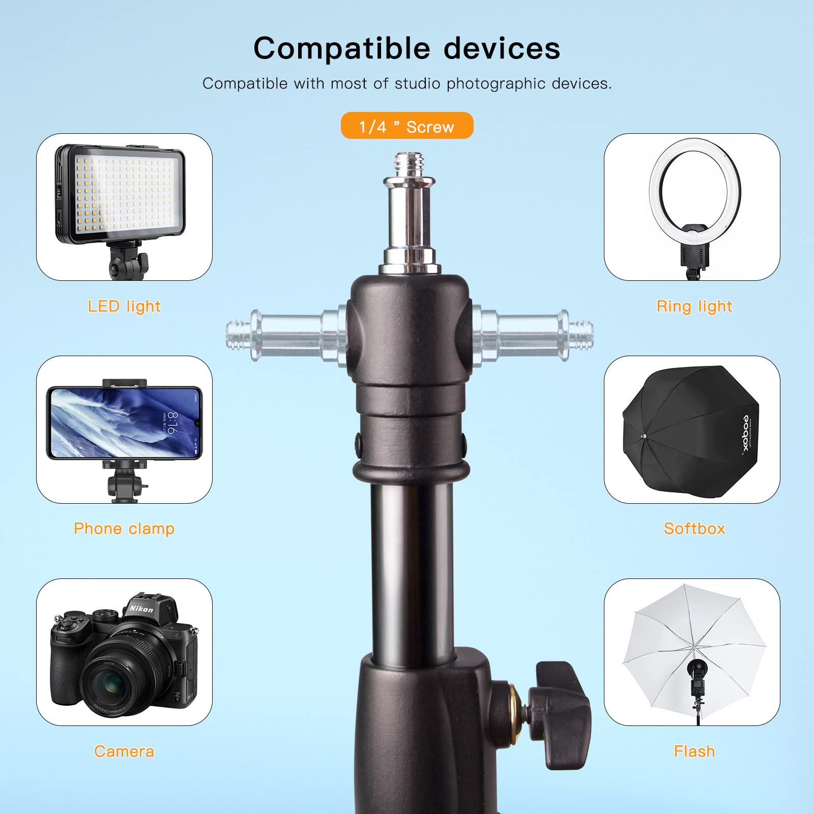 Godox Heavy Duty Aluminum Photography Light Tripod Stand For Studio Photography Lighting, Backgrounds, Monolights, Strobe Flash