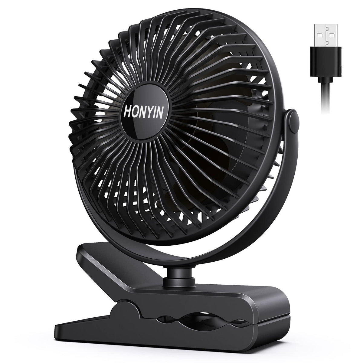 Honyin 6 Clip On Fan, 720A Rotation Small Desk & Clip Fan, Personal Cooling Fan With Sturdy Clamp, 3 Speeds, Quiet Little Fan By