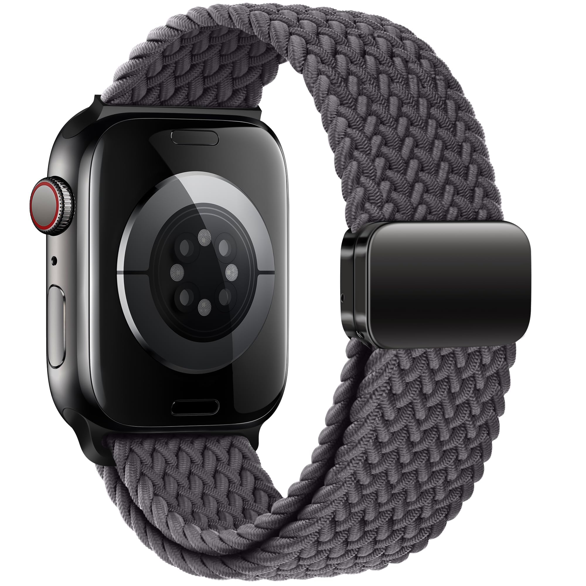 Relaxesque Watch Bands For Men and Women, Braided Nylon Iwatch Band With Magnetic Clasp, 42mm 44mm 45mm 46mm 49mm Dark Gray