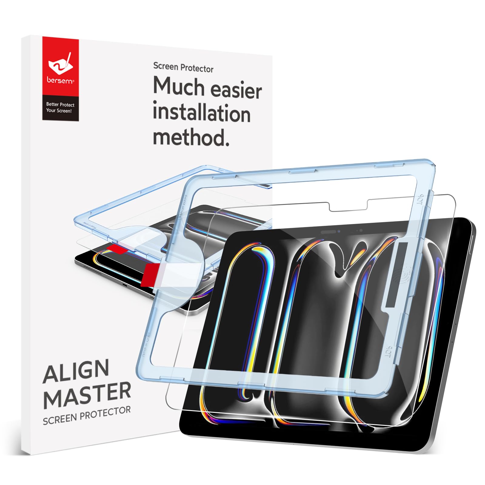 Bersem Screen Protector Compatible With Ipad Pro 11 Inch 2024 (M4), Tempered Glass, Ultra Clear, Anti Scratch, Case Friendly, Ez