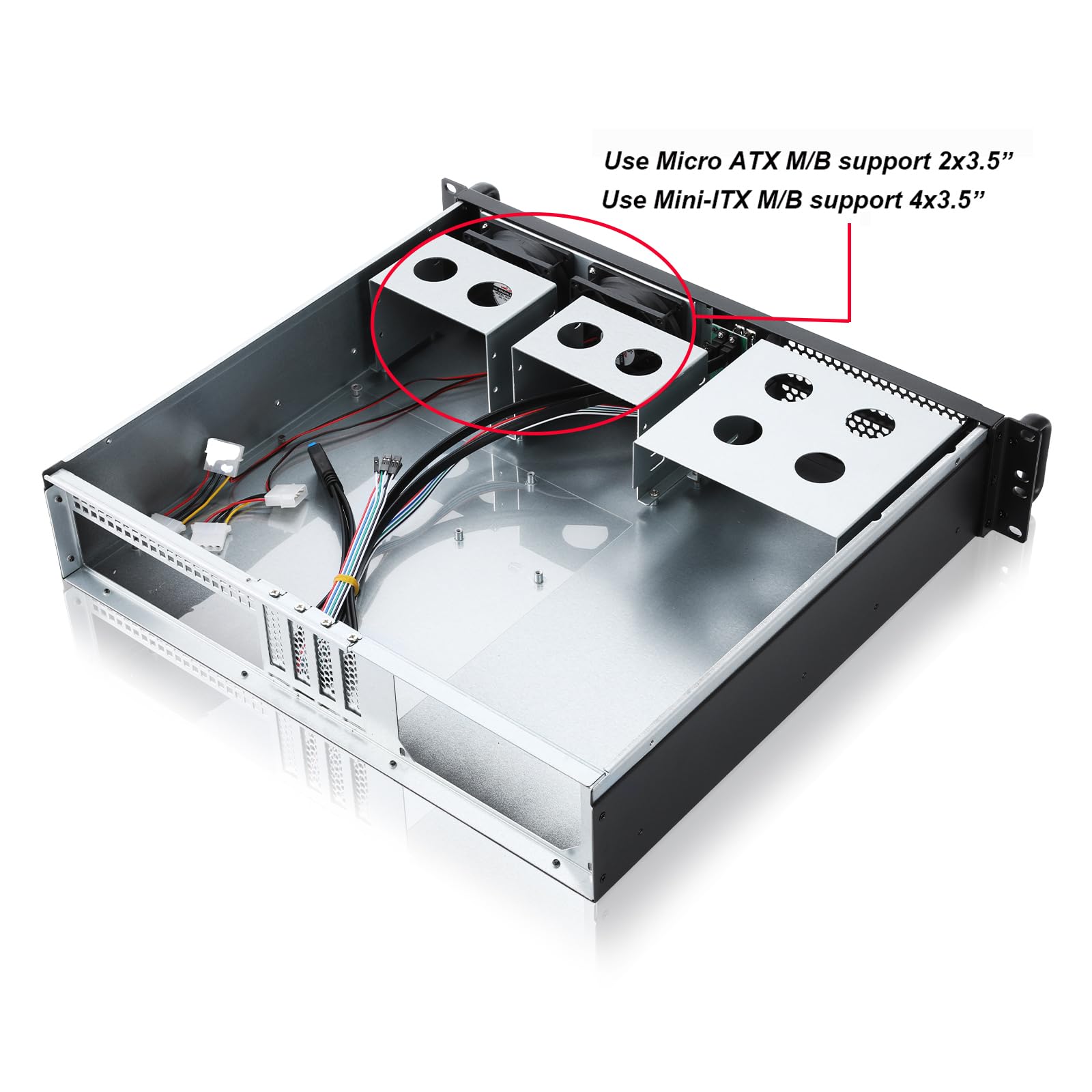 Rackchoice 2U Micro Atx Compact Rackmount 2 X 5.25 Chassis Support Atx Ps2 Psu With Side 80Mm Fan