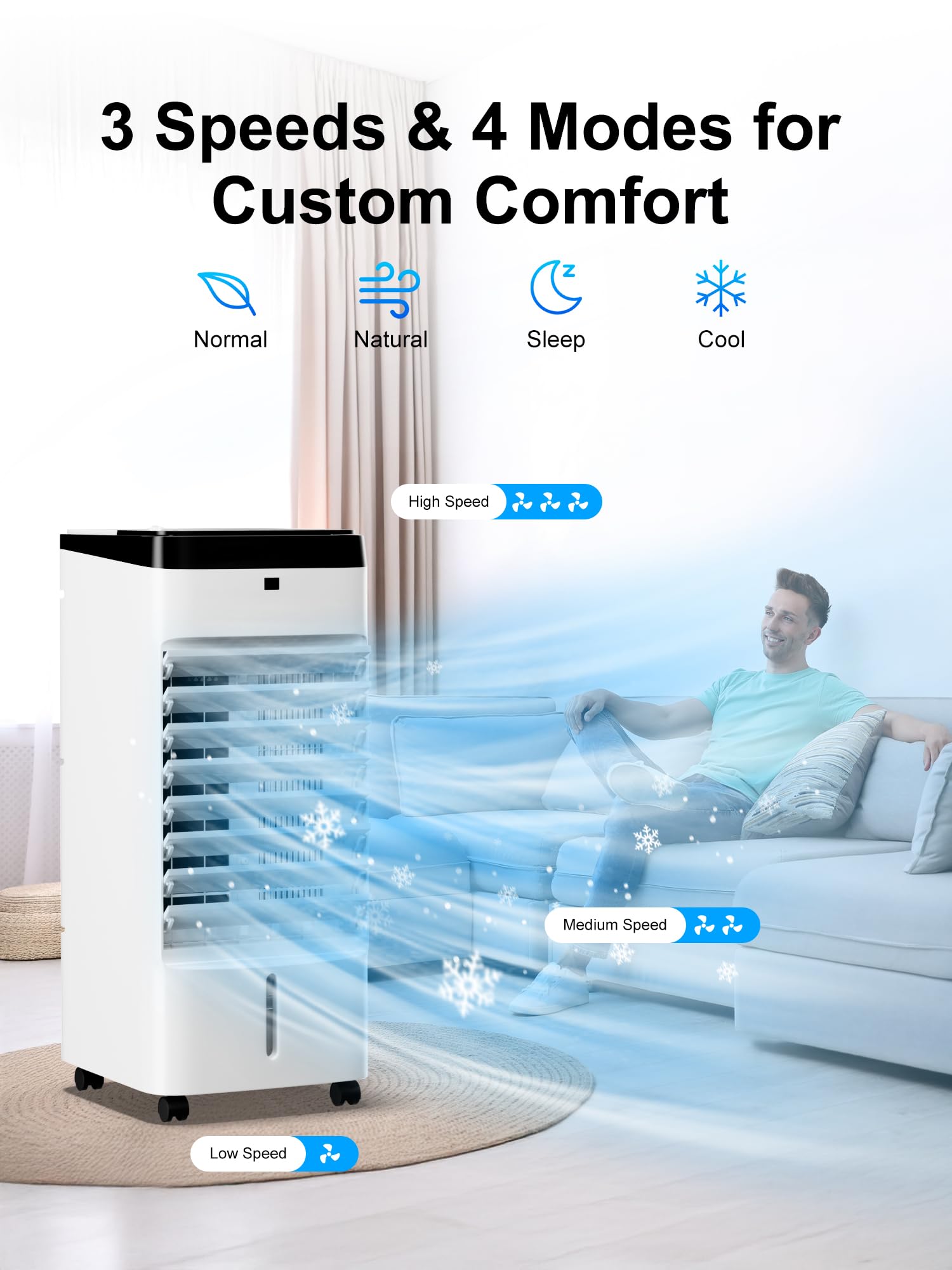 Uthfy Portable Windowless Air Conditioner, 3 In 1 Evaporative Air Cooler With 6 Ice Packs, 4 Modes, 120Oscillation, 12 H Timer,