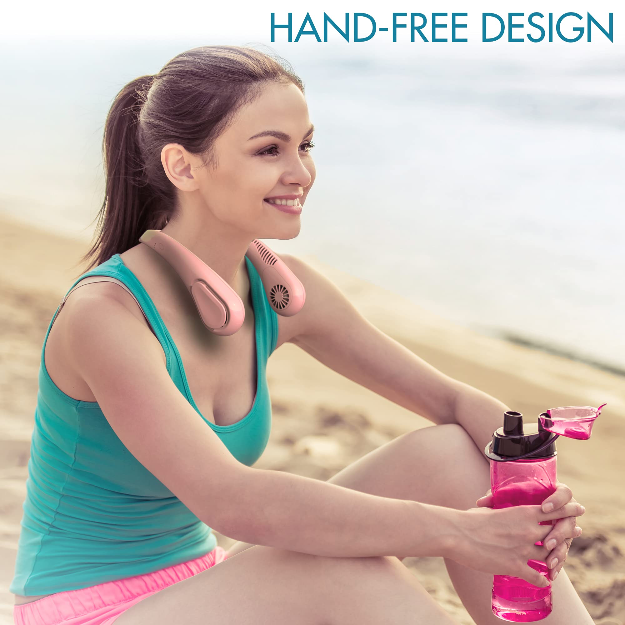 Comlife Bladeless Neck Fan, 5000Mah Rechargeable Battery Powered, Angle Adjustable, Hand Free Portable Neck Fan For Both Outdoor