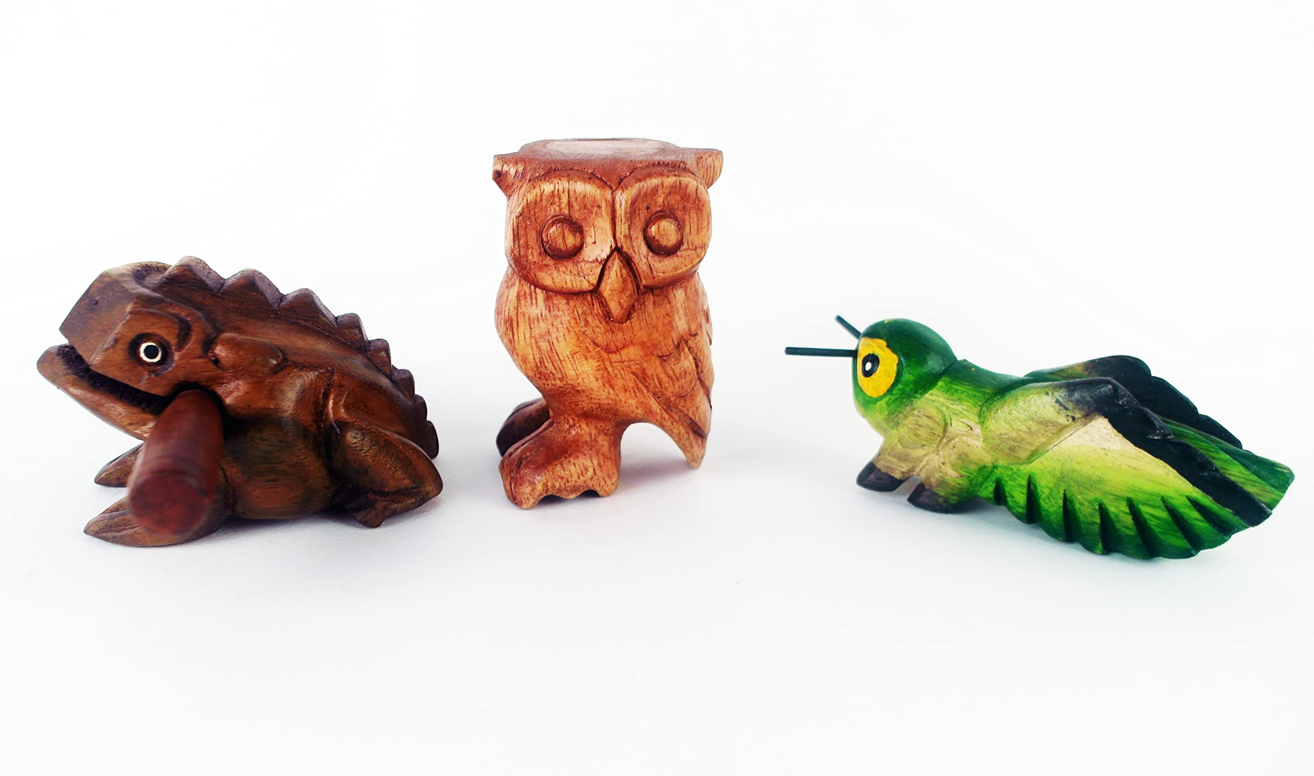 Guiro And Percussion Instruments Animal Group Wooden 3 Pieces Includes 3 Inch Wooden Frog, 4 Inch Wooden Cricket And 3.5 Inches 