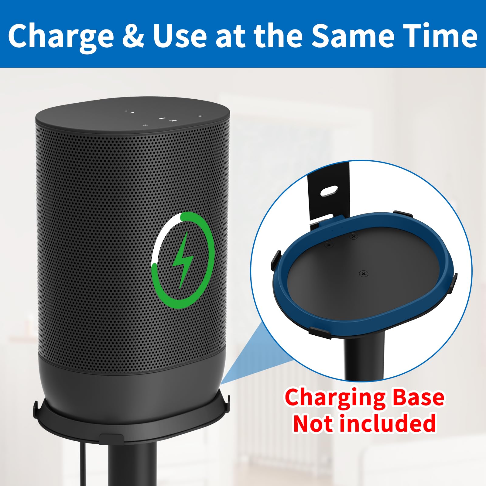 Heavy Duty Floor Speaker Stand For Sonos Move, Sonos Move 2 Stand Holder With Management Cable Clips Compatible With Sonos Move