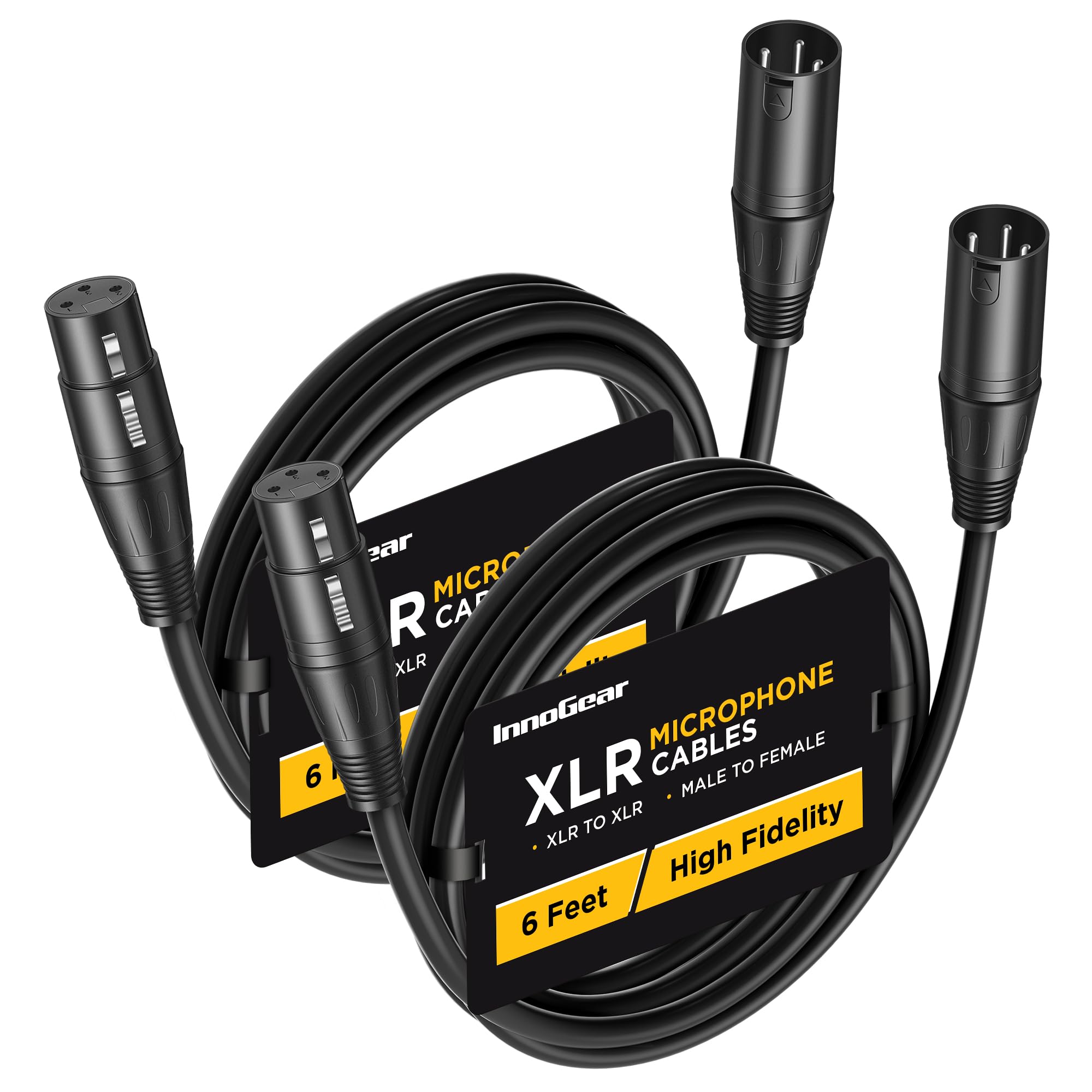 Innogear Xlr Microphone Cables, 6 Feet 2 Pack Oxygen Free Copper Male To Female 3 Pin Balanced Xlr Mic Cables Cord For Speaker P