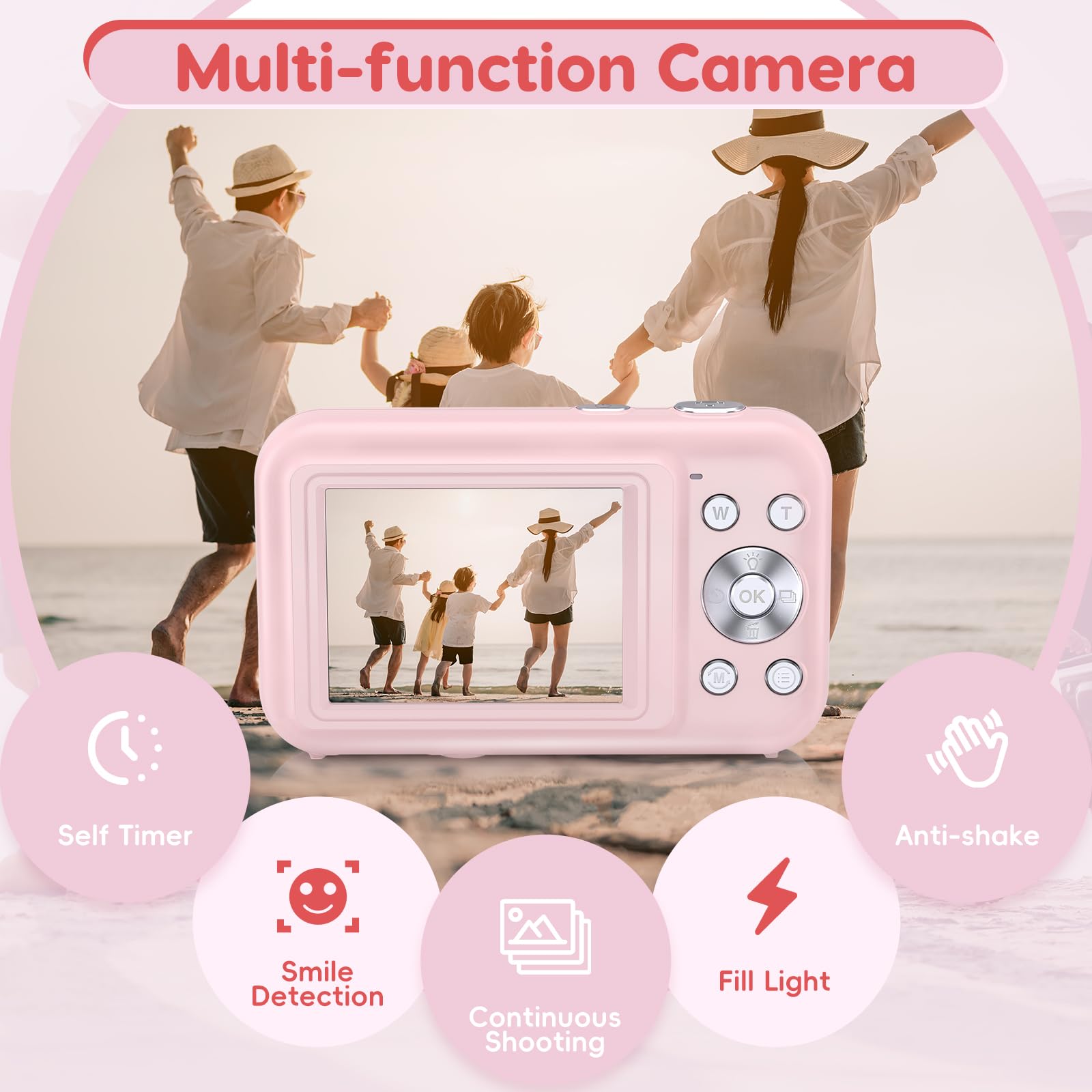 Digital Camera, Fhd 1080P Kids Camera 44Mp Point And Shoot Camera 16X Zoom Compact Small Photography Camera For Kids With 32G Ca