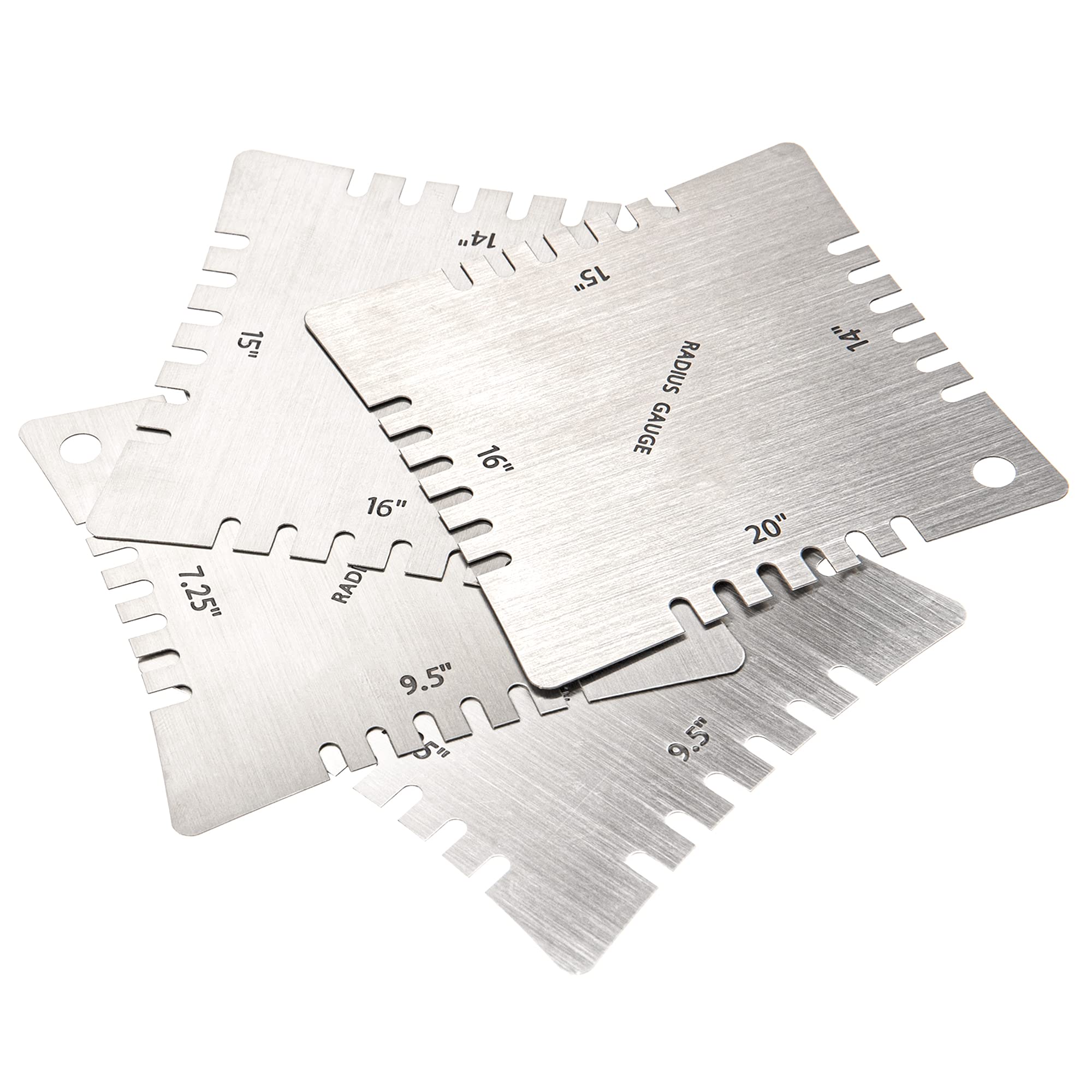 4Pcs Yootones Stainless Steel Guitar Notched Radius Gauge Fingerboard Guitar Ruler Fretboard Measuring Tool Set Compatible With