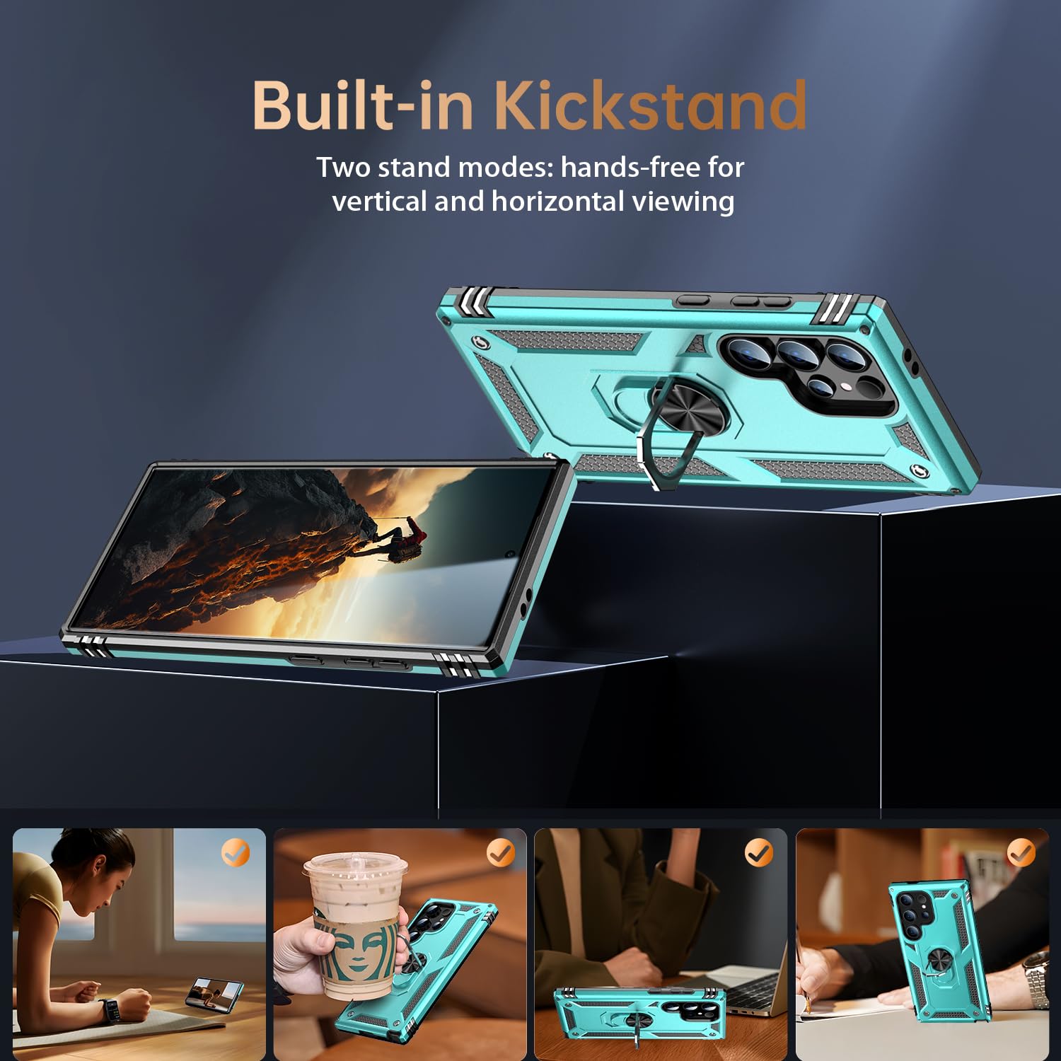 Ikazz For Galaxy S24 Ultra Case,Military Grade Shockproof Heavy Duty Protective Phone Cover Pass 16Ft Drop Test With Magnetic Ki