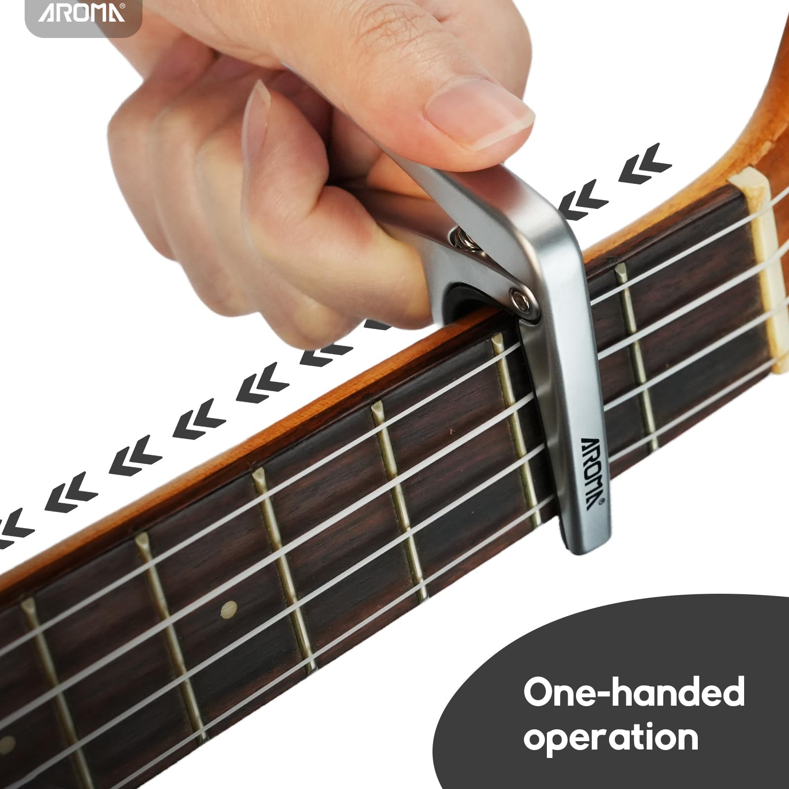 Aroma Ukulele Capo For 4 String Ukulele And Mandolin Mini Size Professional Capo Single Handed Quick Release Zinc Alloy