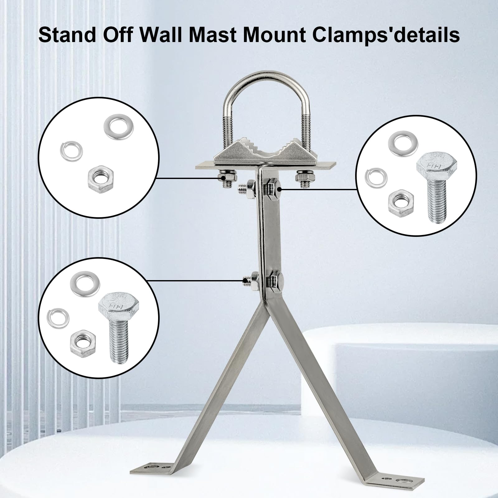 Xrds Rf Antenna Wall Mount 10 Inch Heavy Duty Stand Off Wall Mast Mount Windproof Antenna Mounting Bracket For Tv Antenna Mast (2 Leg + 2 Leg)