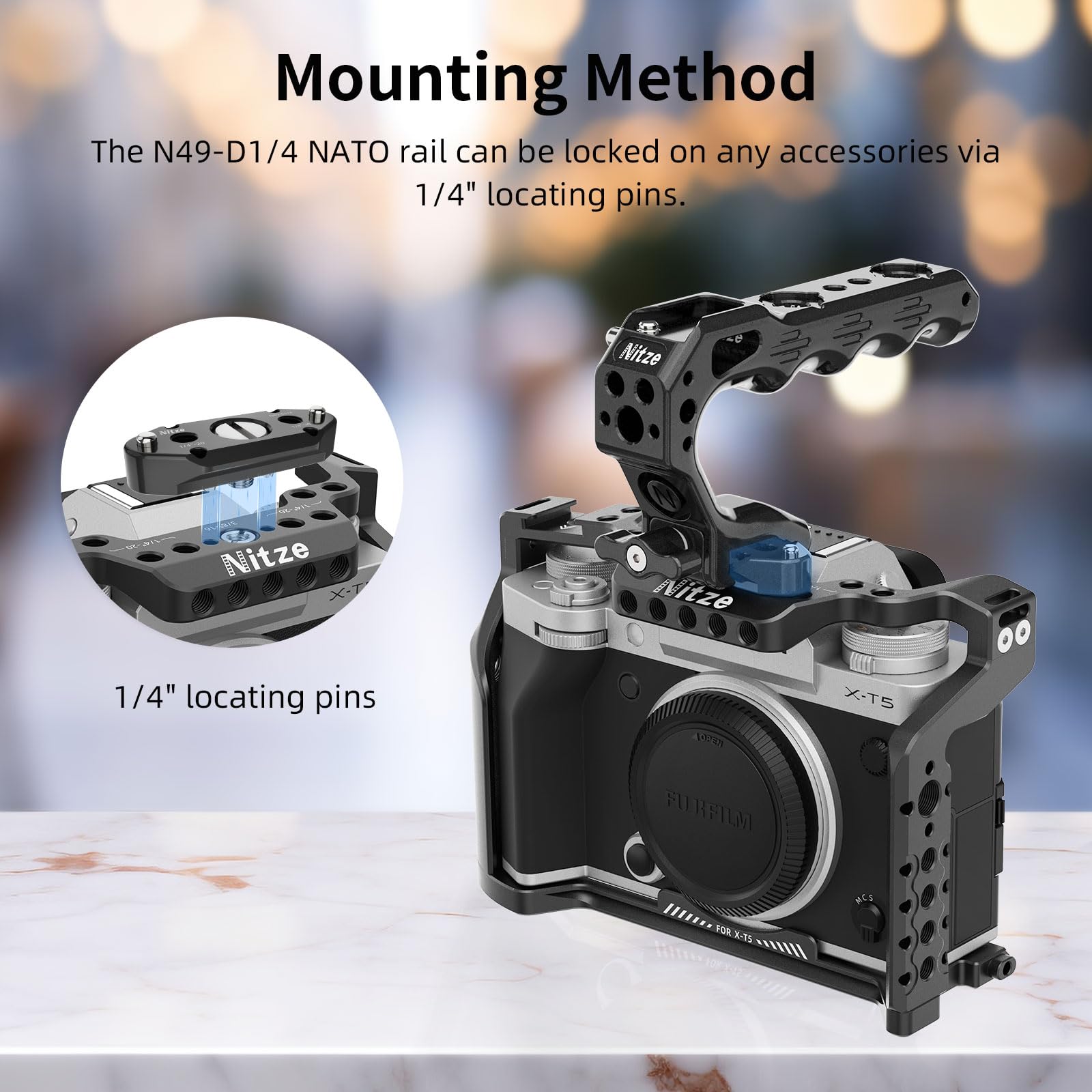 Nitze Nato Rail With 1/4    Screw And Removable Locating Pins   N49 D1/4