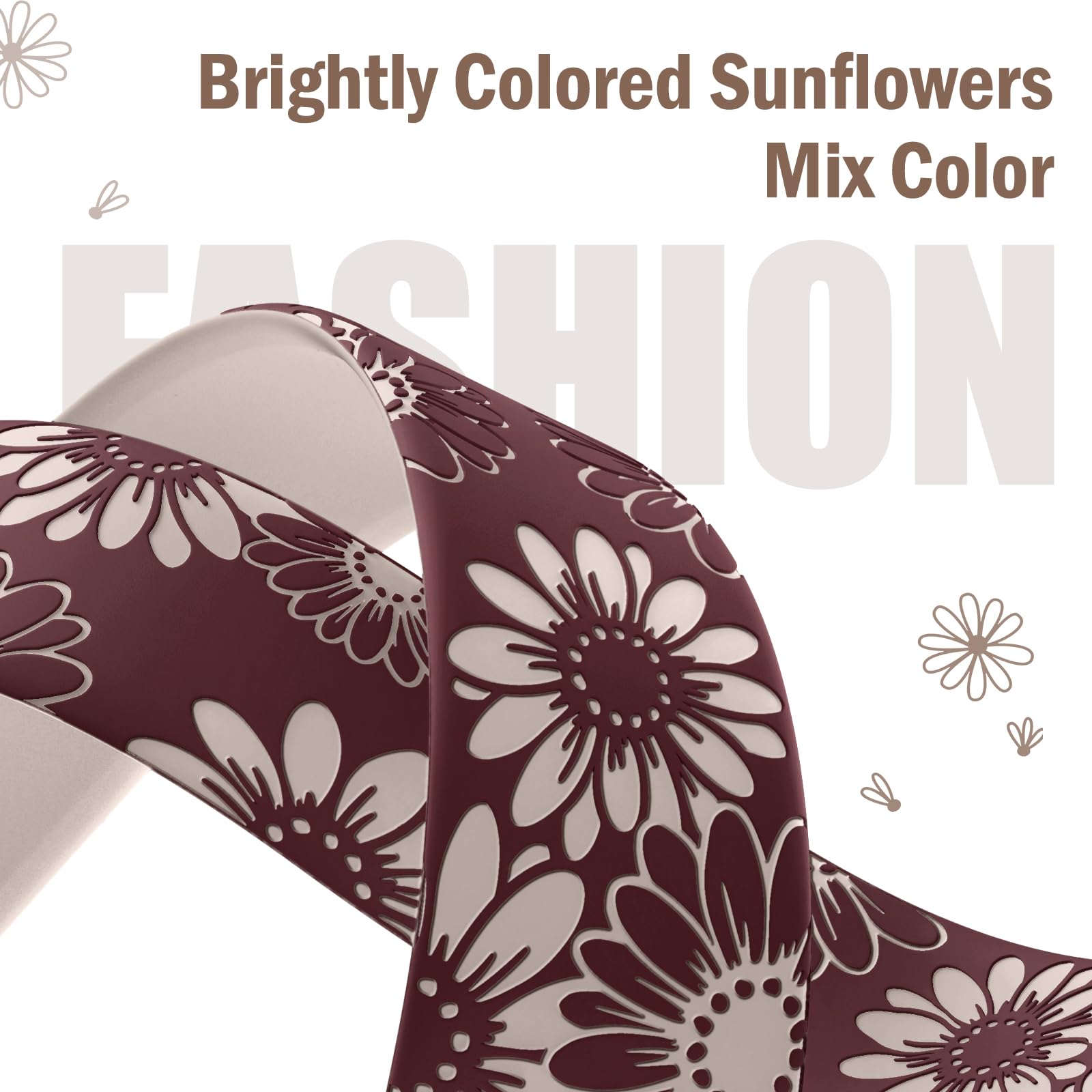 Daqin Floral Engraved Band Compatible With Apple Watch Band 44Mm 45Mm 46Mm 42Mm 49Mm Women, Two Tone Flower Silicone Sport Strap