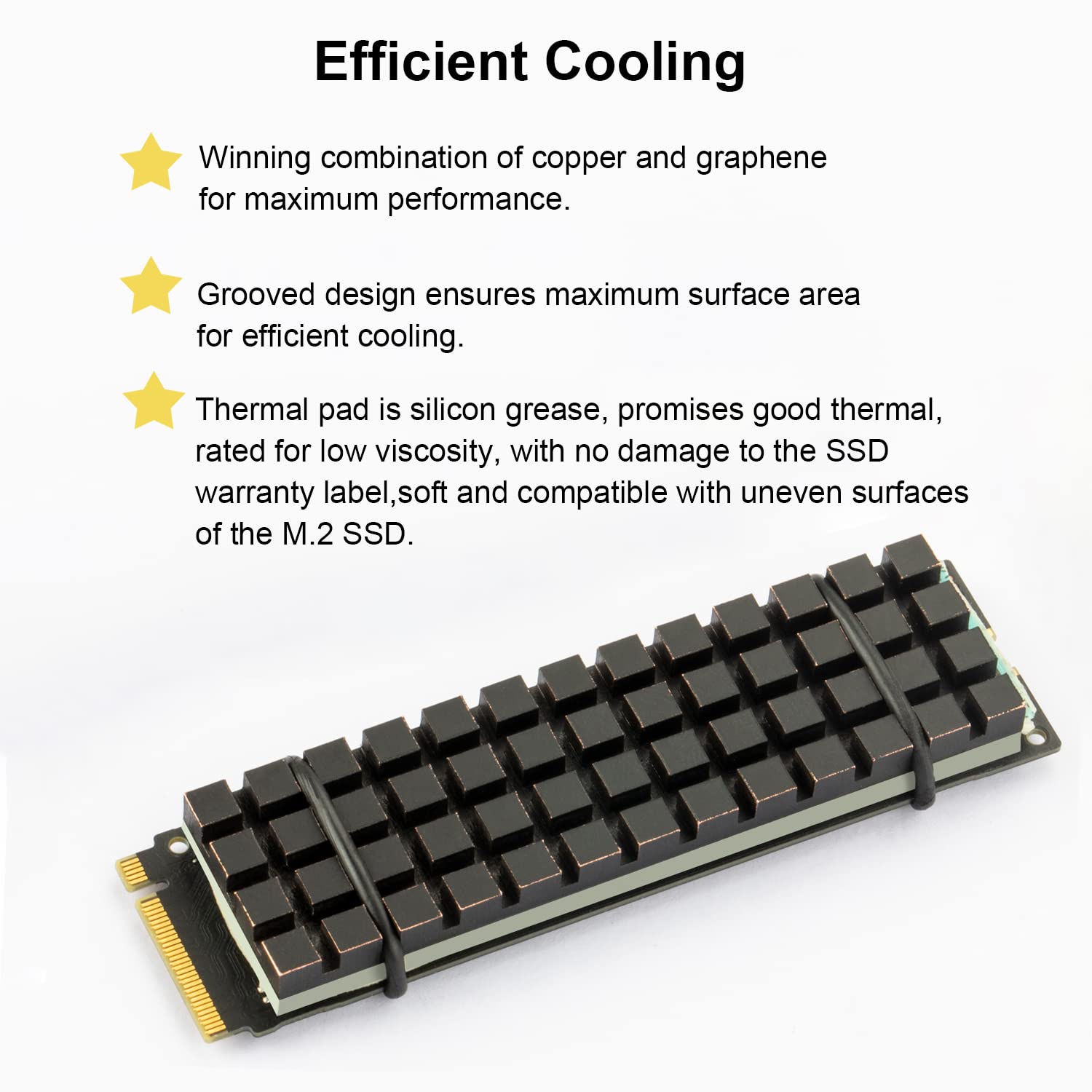 Nvme M.2 Heatsink Ssd Heatsink: Graphite Covered Pure Copper Heatsink Thermal Pad For 2280 Ngff M.2 Ssd Laptop Ps5 (70X20X2Mm)