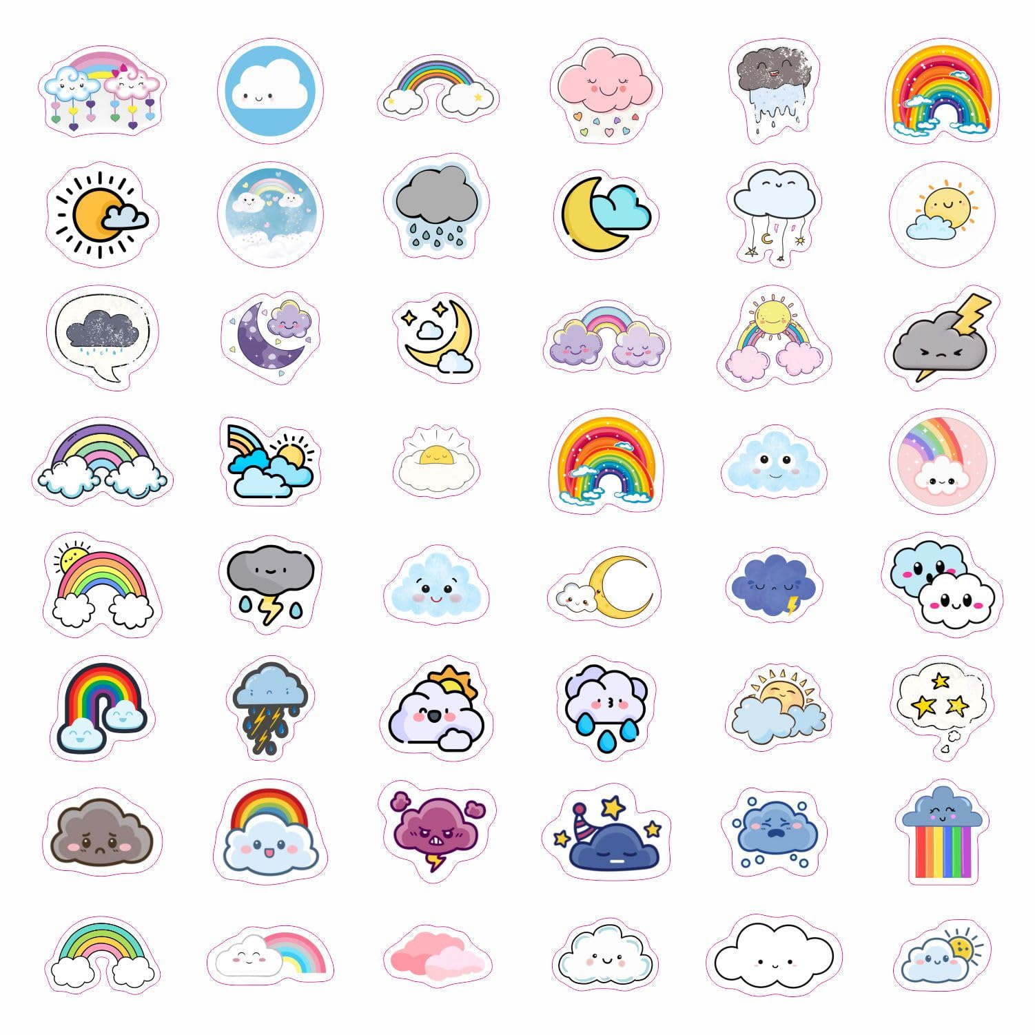 Cloud Stickers, Rainbow Stickers For Water Bottles, Cloud Birthday Party Decorations And Supplies, Cloud Party Favors, Cloud Par