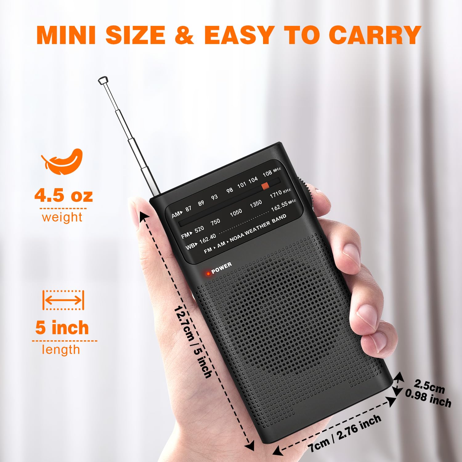 Goodes Noaa Weather Radio Am Fm, Transistor Radio With Loud Speaker, Headphone Jack, 2Aa Battery Operated Radio For Long Range R