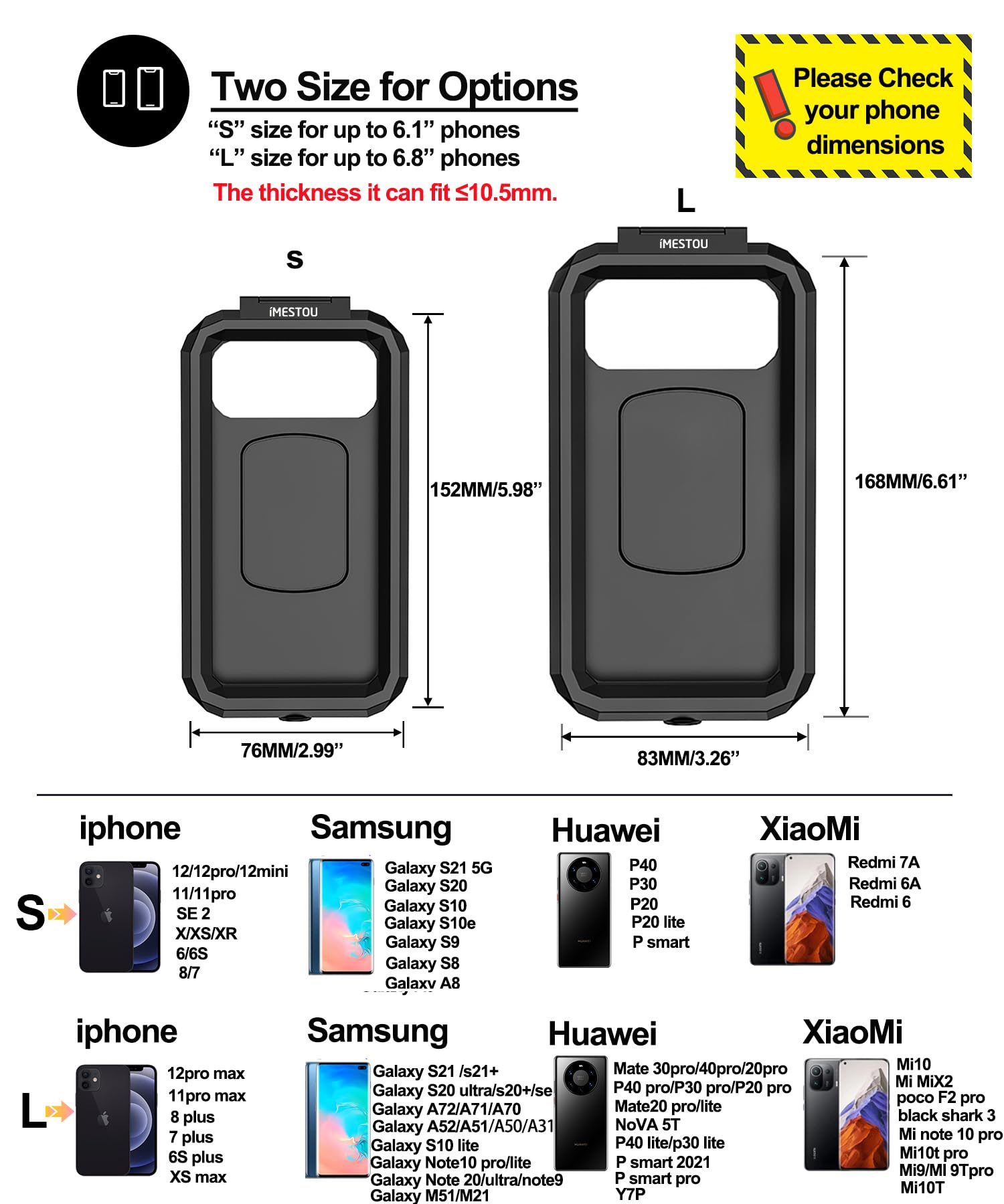 Imestou Waterproof Ip67 Motorcycle Phone Mount Wireless/Usb C Charger Handlebar Cellphone Holder Quick Charge For 5.5''-6.8'' Ph