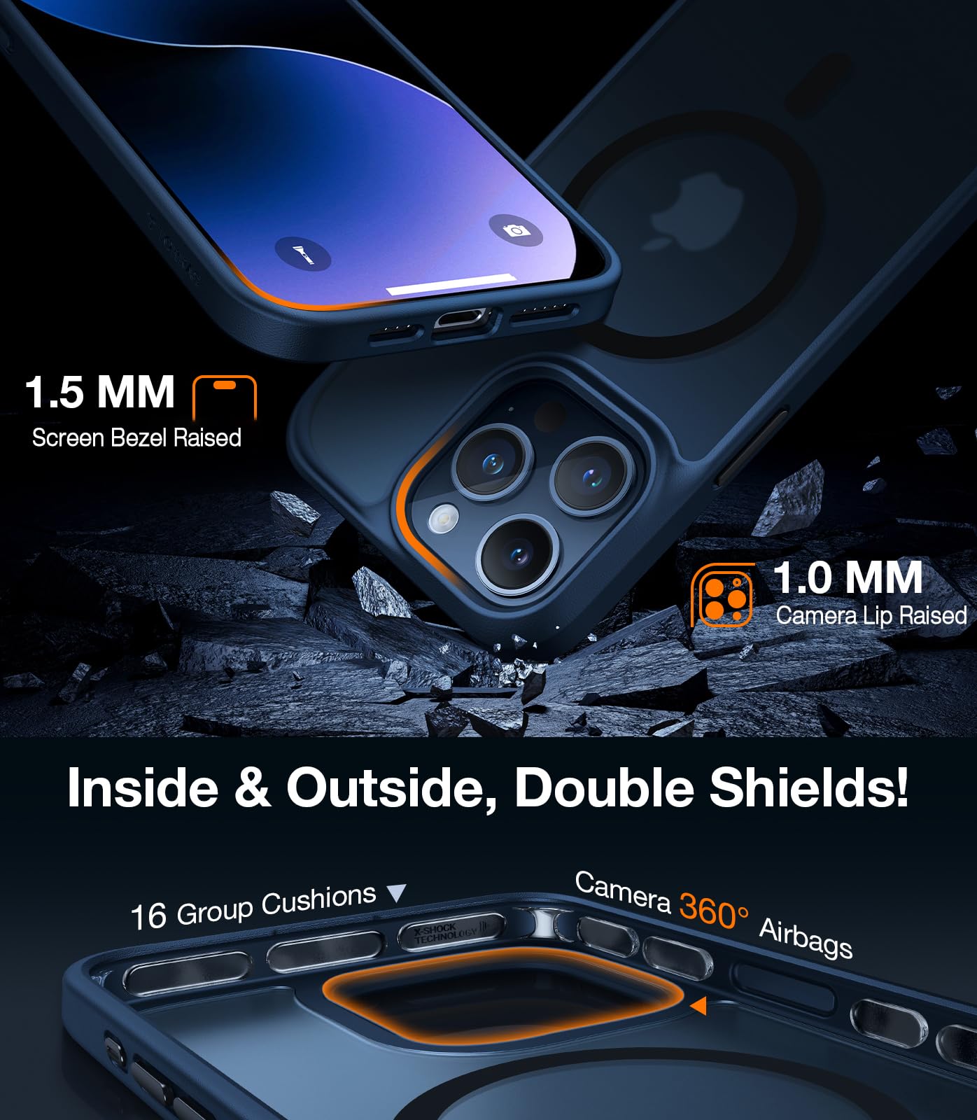 Torras Magnetic Shockproof Compatible With Iphone 15 Pro Max Case, [14Ft Military Grade Drop Tested] [Compatible With Magsafe] S