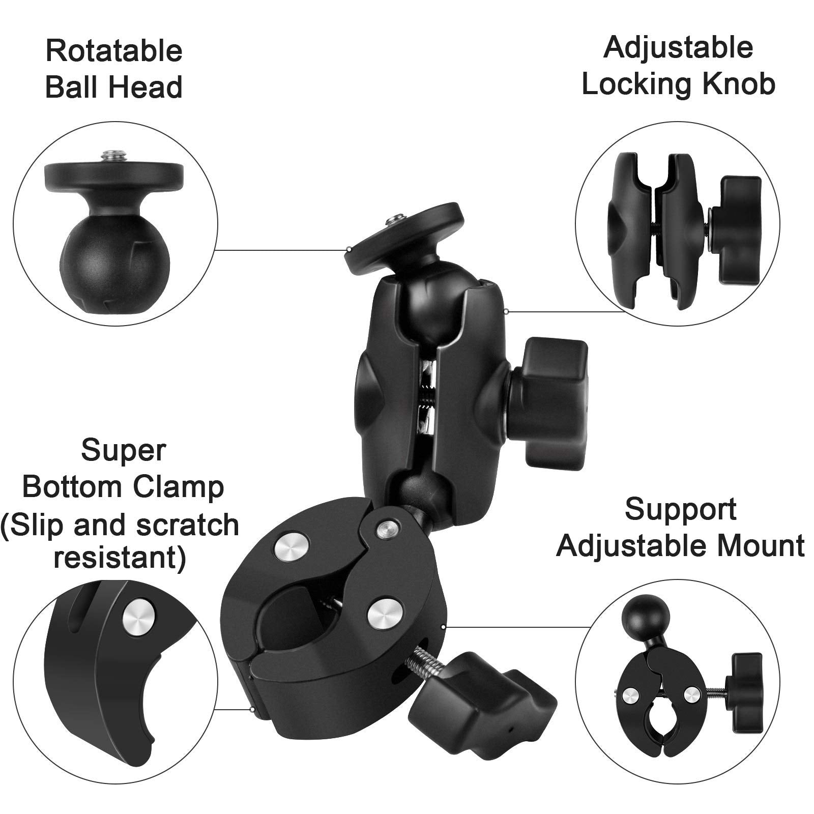 Taisioner Super Camera Clamp Mount 3.6' Socket Arm 360�Ball Head Magic Arm 1/4' Thread For Canon Nikon/Digital Camera/Dslr/Gopro/Insta360/Led Light(Gopro Adapter,Phone Holder)