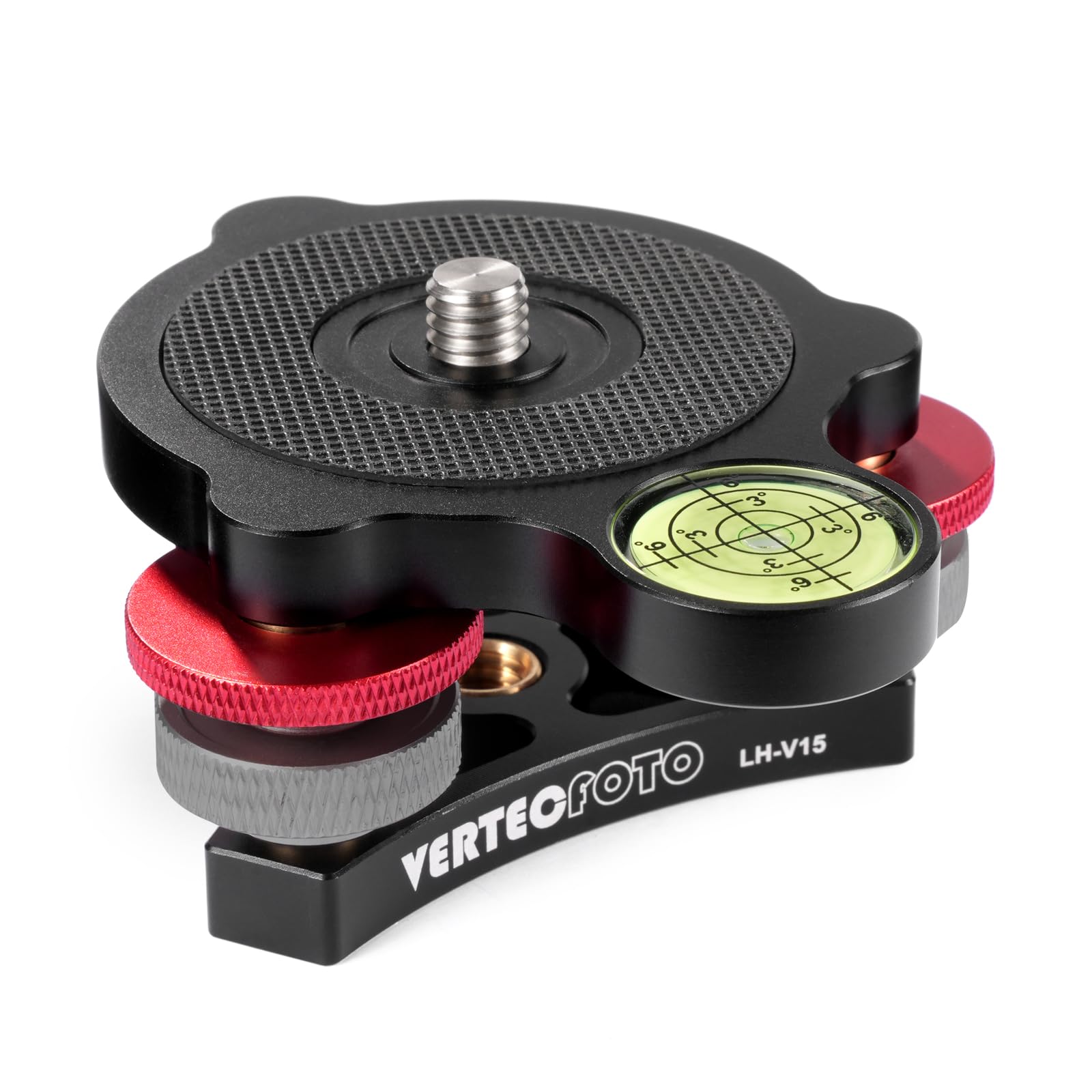Vertecfoto ?Upgraded? Tripod Leveling Base : Bigger Bubble Level W/Crosshair, Fine Leveling Faster; Enlarged Lock Knobs, Lock Ea