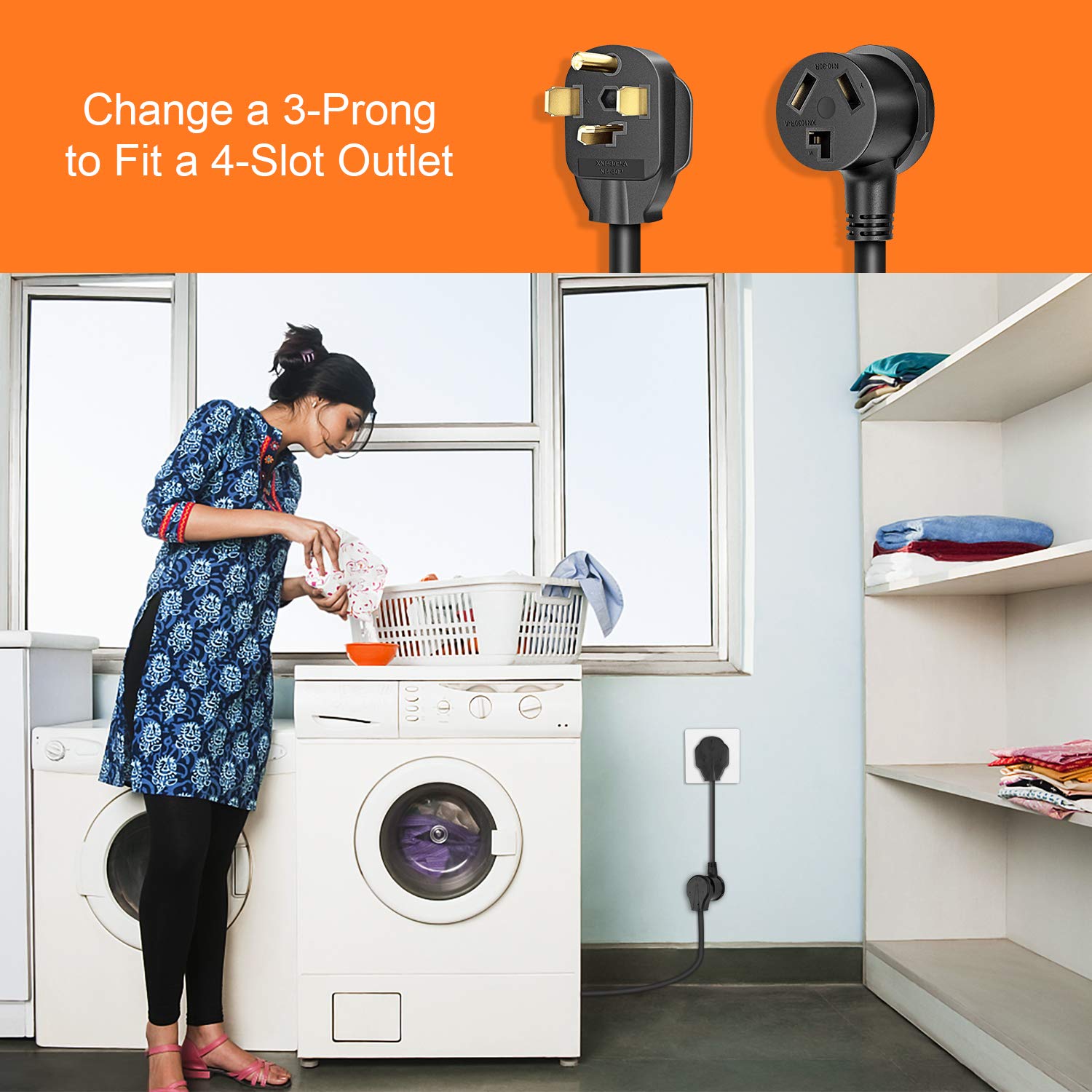 Dryer Adapter 4 Prong To 3 Prong Dryer Plug Outlet Adapter Power Cord Nema 14 30P To 10 30R, Stw 10Awg, 30Amp, 250V, 1.5Ftl8