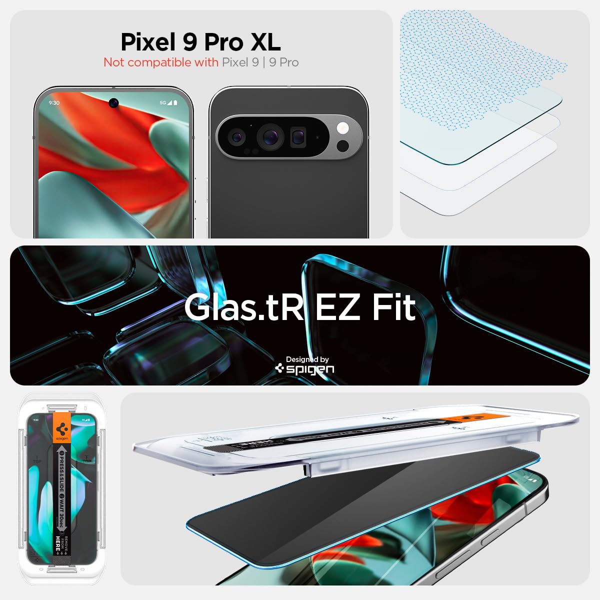 Spigen Tempered Glass Screen Protector [Glastr Ez Fit - Privacy] Designed For Pixel 9 Pro Xl - 2 Pack