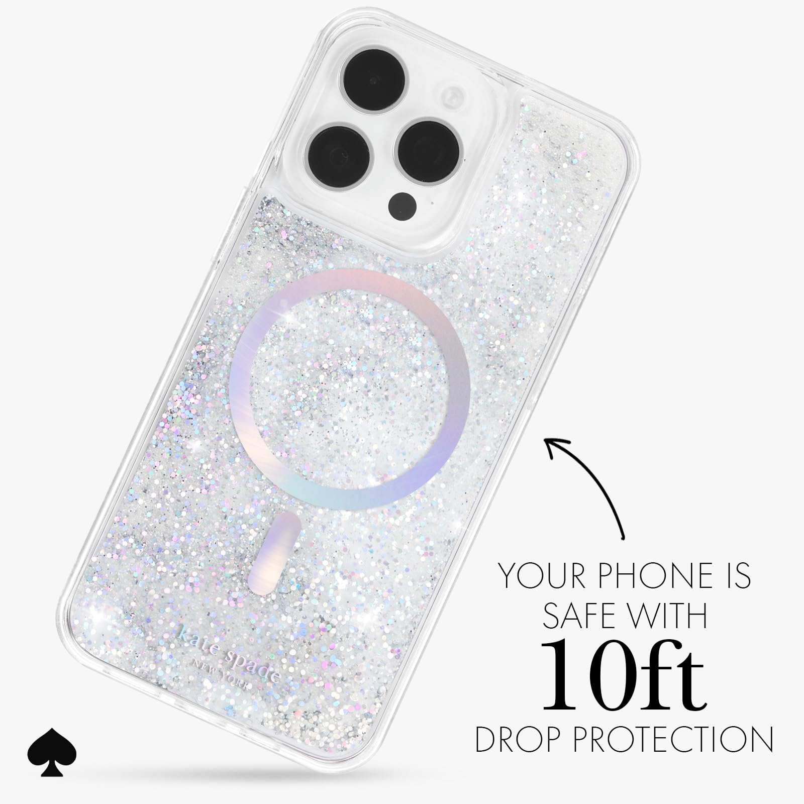 Kate Spade New York Iphone 15 Pro Max Case, Compatible With Magsafe   Liquid Glitter Iridescent
