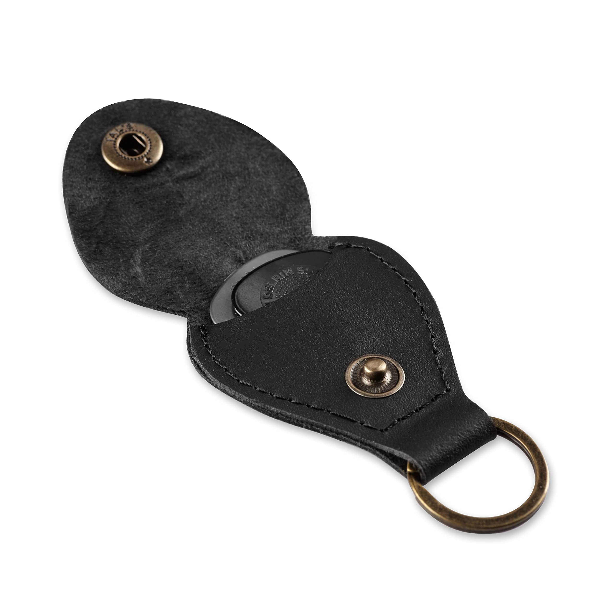 Leather Guitar Pick Holder Keychain, Guitar Pick Holder Case Bag, Plectrum Key Fob Cases Bag, Gift For Guitar Players (Black)