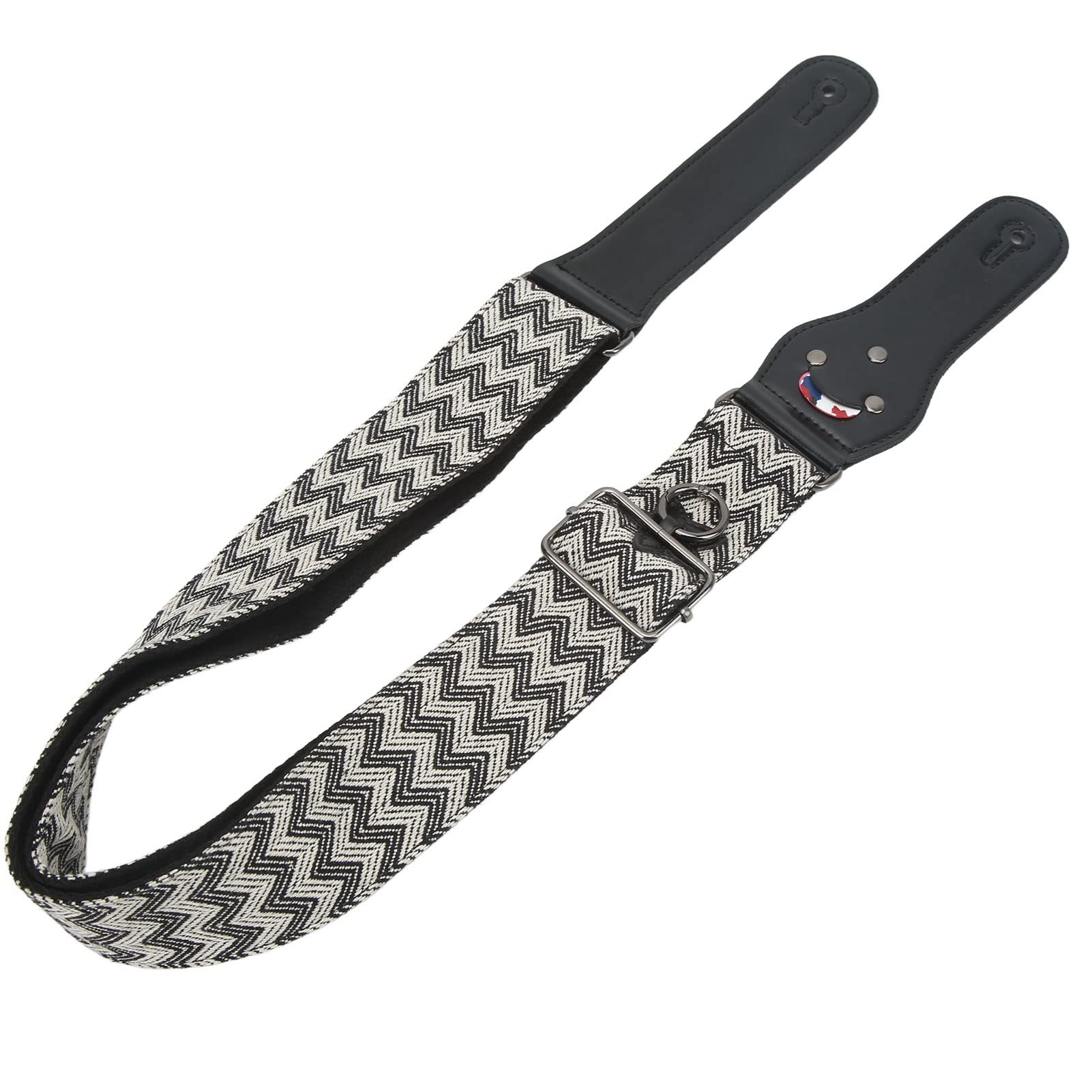 Ubervia Guitar Strap, Comfortable Fully Fix Bass Shoulder Strap Portable for Daily Use (Black White Waves)