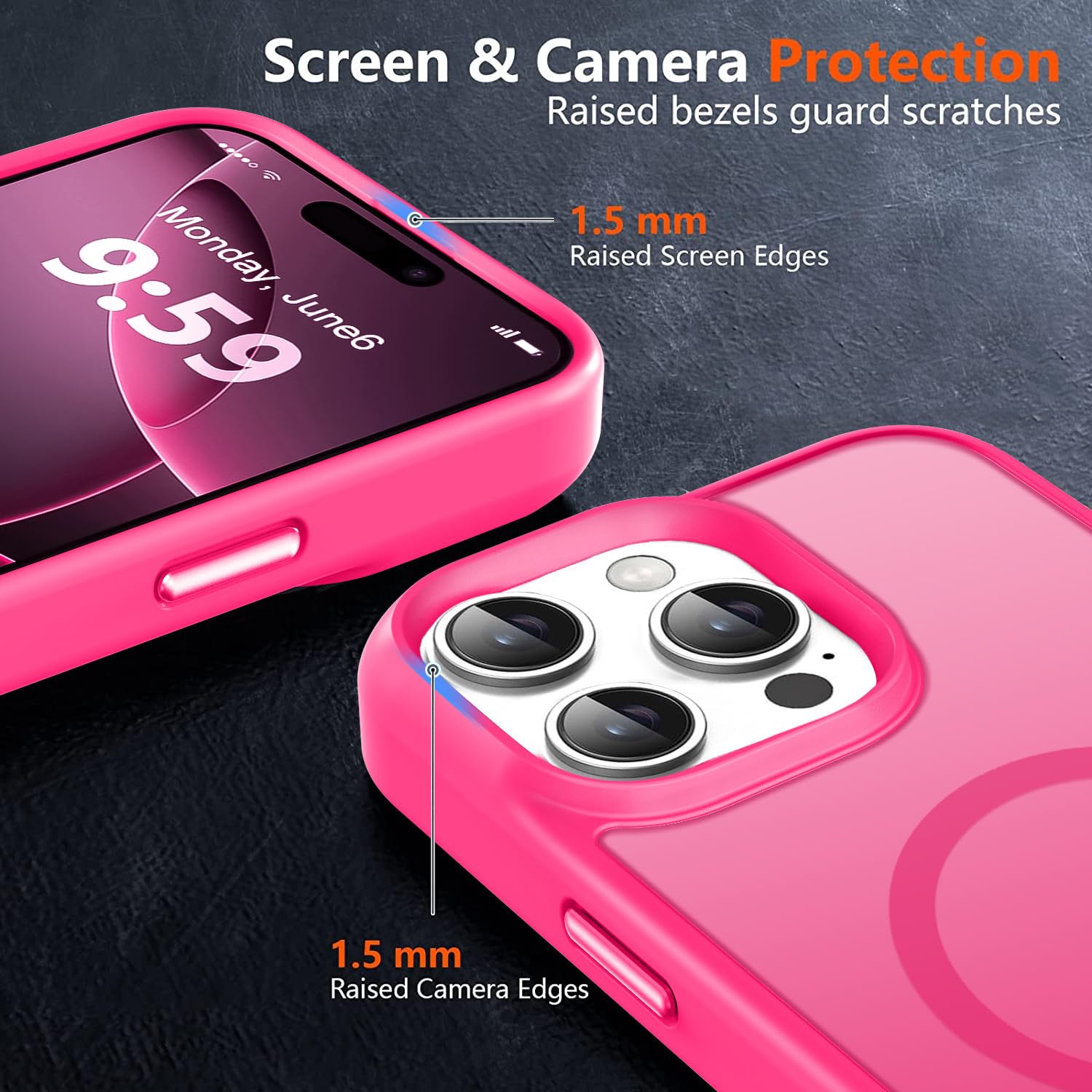 Mocca Strong Magnetic For Iphone 16 Pro Max Phone Case, [Compatible With Magsafe][16Ft Mil Grade Drop Protection] Slim Thin Tran