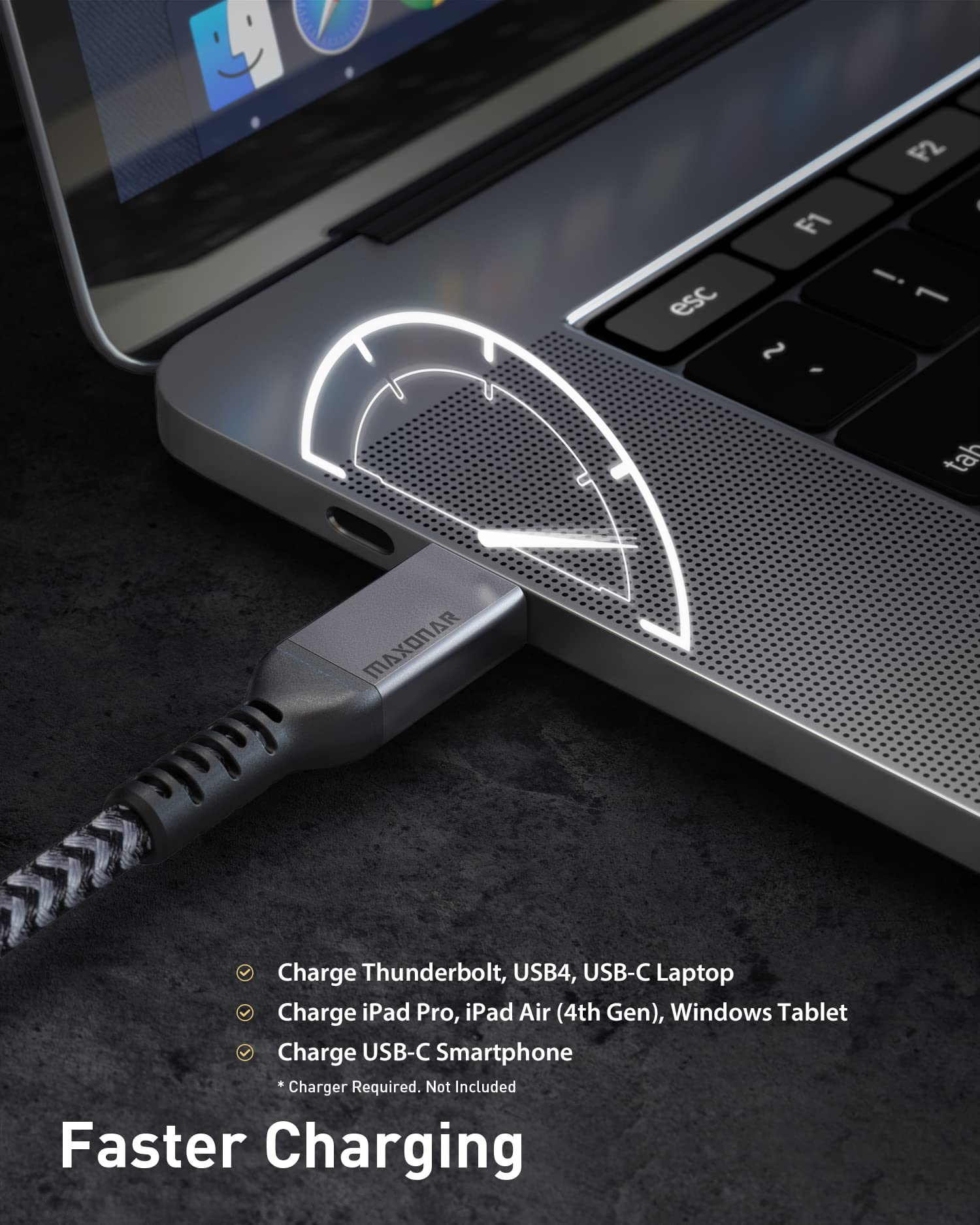 Maxonar [3.3Ft] Thunderbolt 4 Cable, 240W Thunderbolt Cable 40Gbps Sync 8K/5K@60Hz Display And For Thunderbolt 4, Thunderbolt 3, Usb4, And Usb C Devices